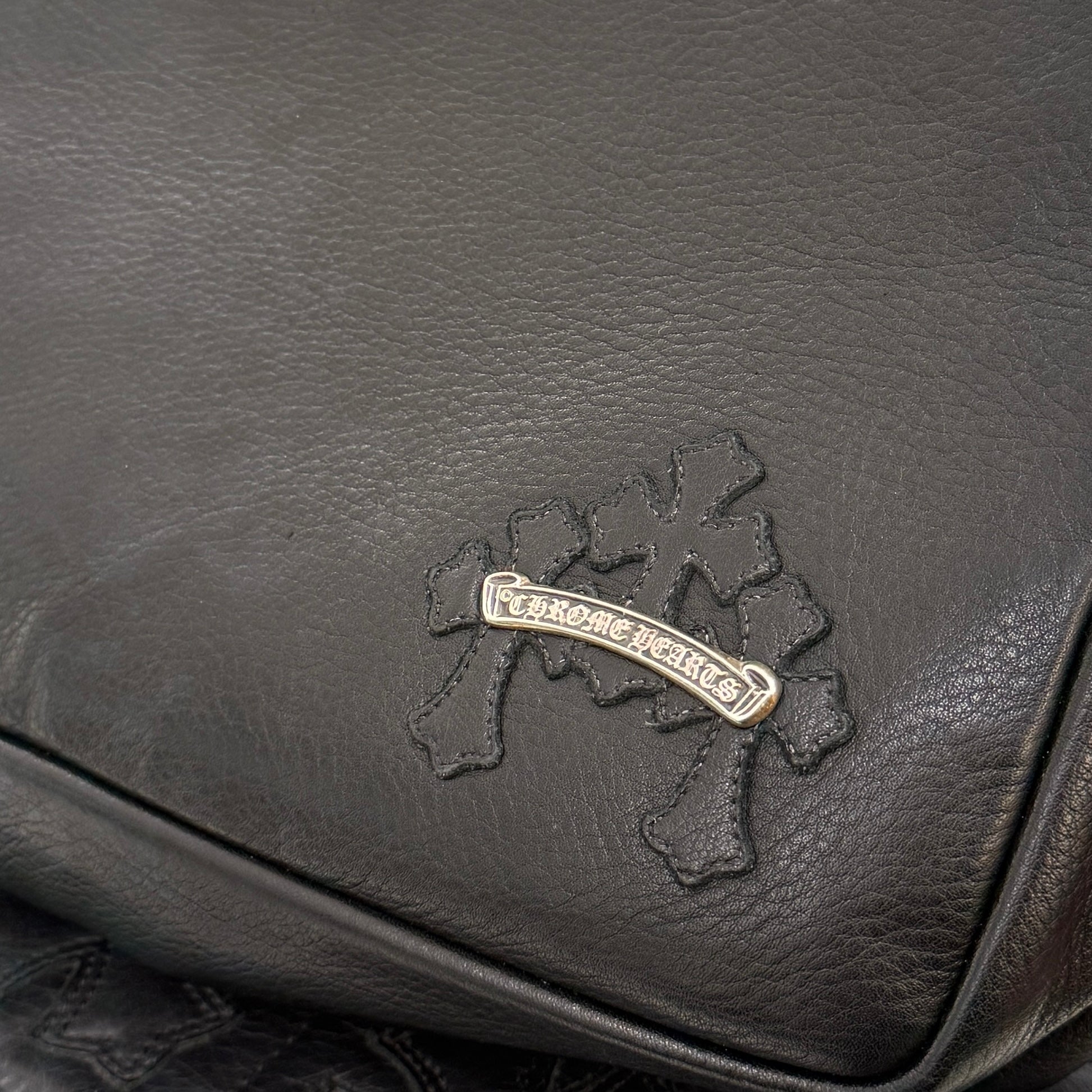 CHROME HEARTS Cemetery Cross Patch Leather Poach Bag クロムハーツ セメタリークロスパッチ レザーポーチバッグ