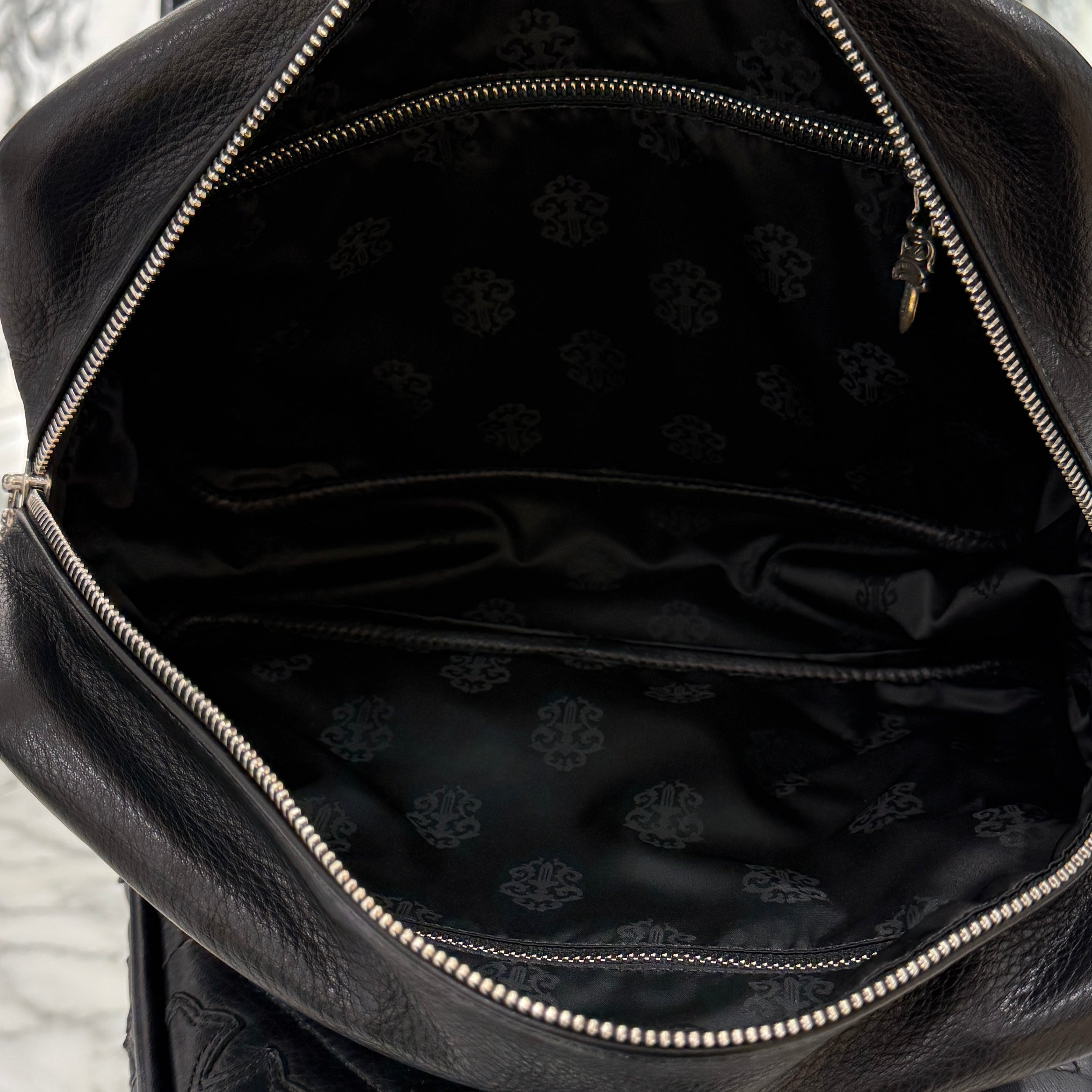 CHROME HEARTS Cemetery Cross Patch Leather Poach Bag クロムハーツ セメタリークロスパッチ レザーポーチバッグ