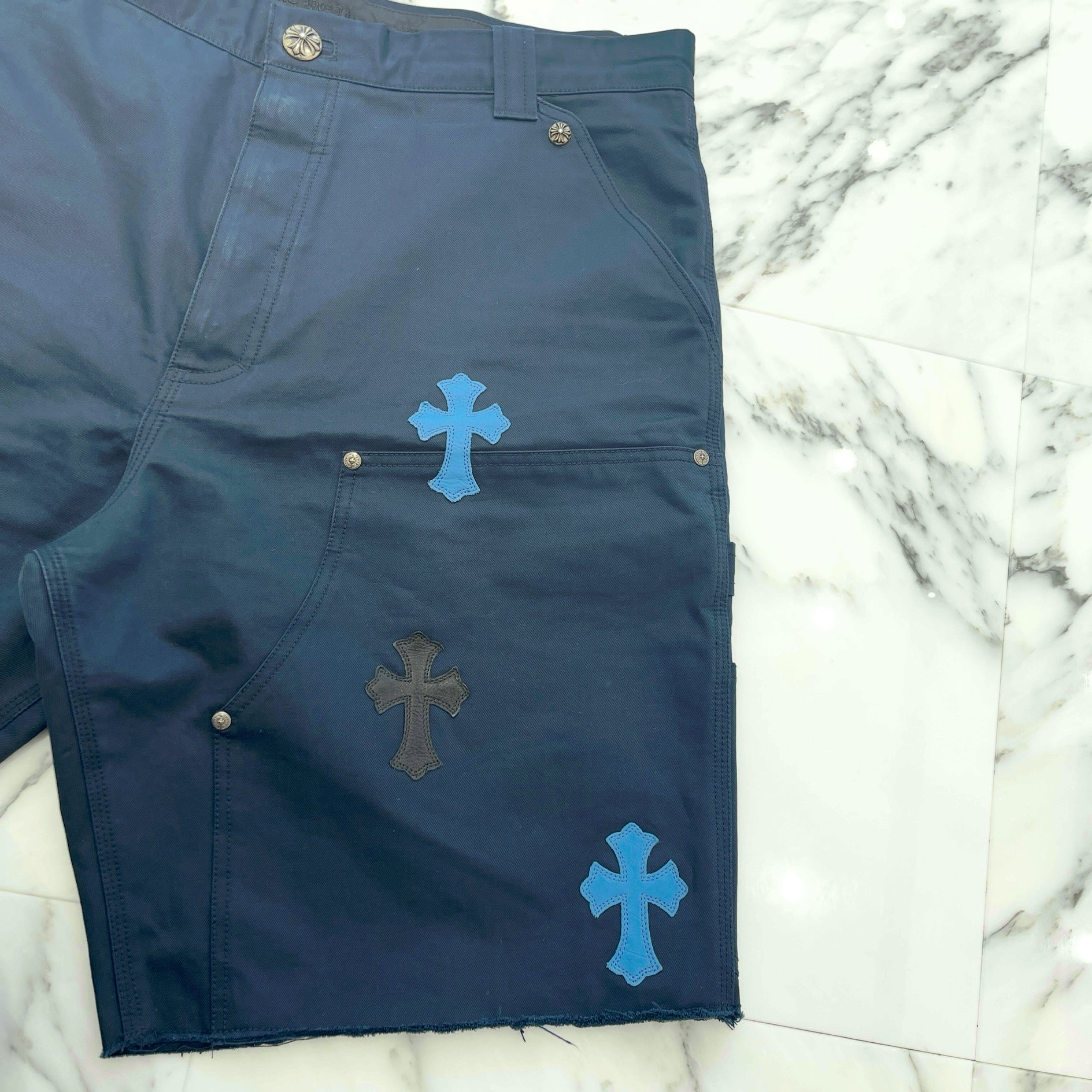 CHROME HEARTS Carpenter Leather Cross Patch Shorts Size 38 クロムハーツ カーペンター レザークロスパッチ ショーツ ハーフパンツ サイズ38