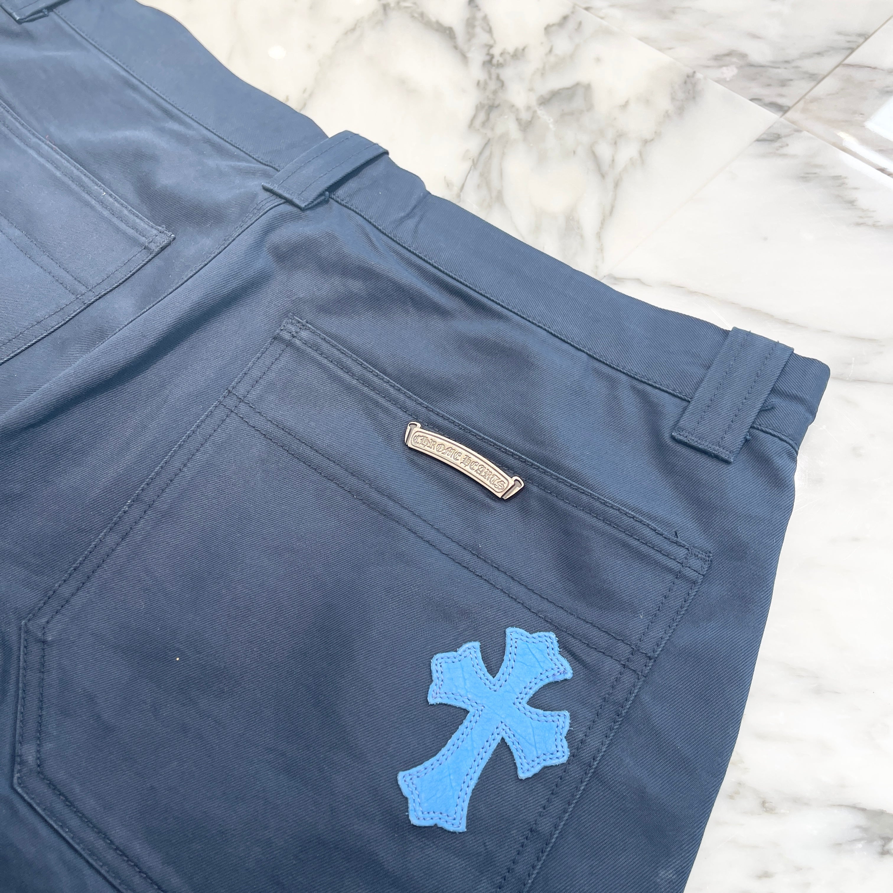 CHROME HEARTS Carpenter Leather Cross Patch Shorts Size 38 クロム