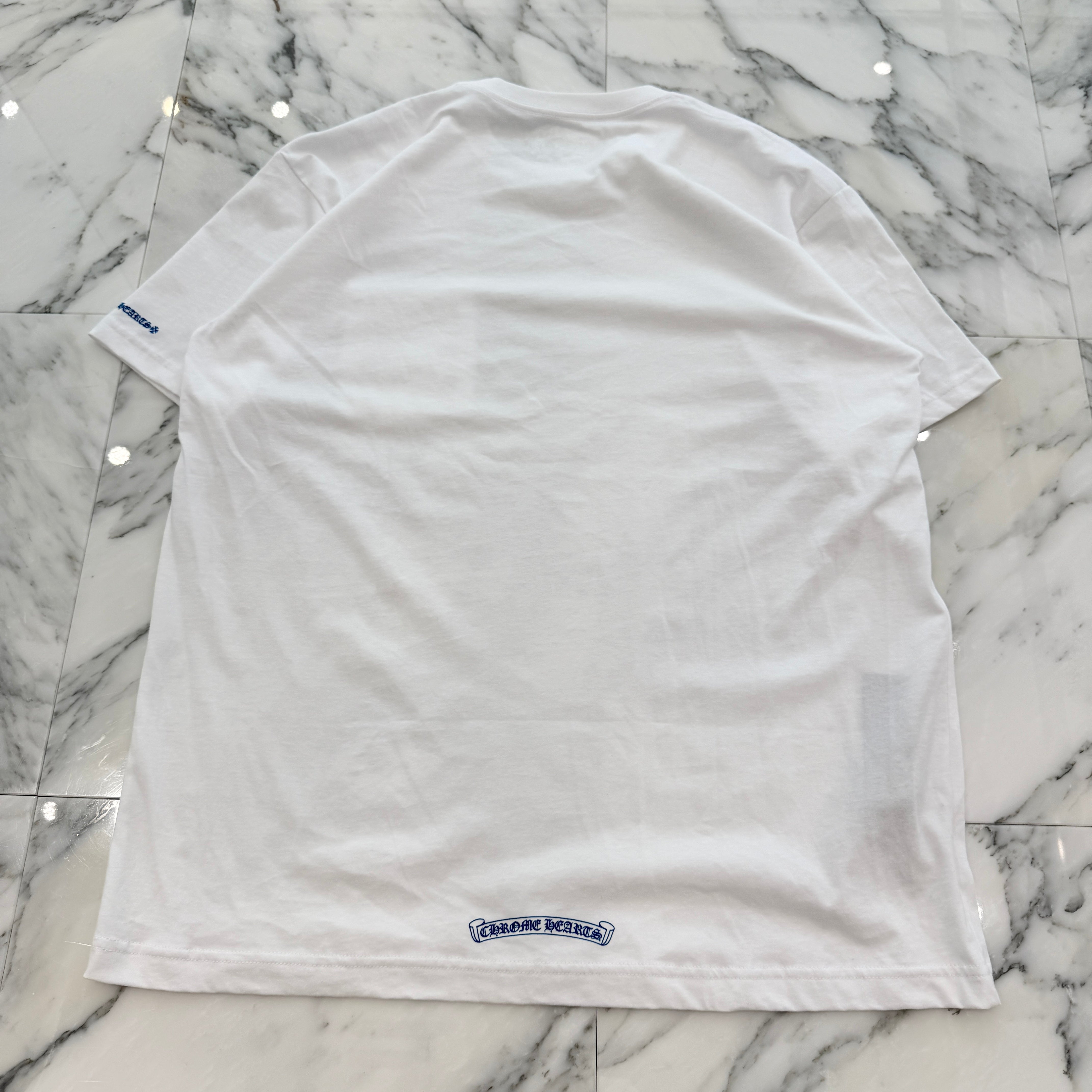 CHROME HEARTS 2025SS Old English Neck Logo Neon Blue Tee Size M クロムハーツ オールドイングリッシュ ネックロゴ ネオンブルー Tシャツ サイズM