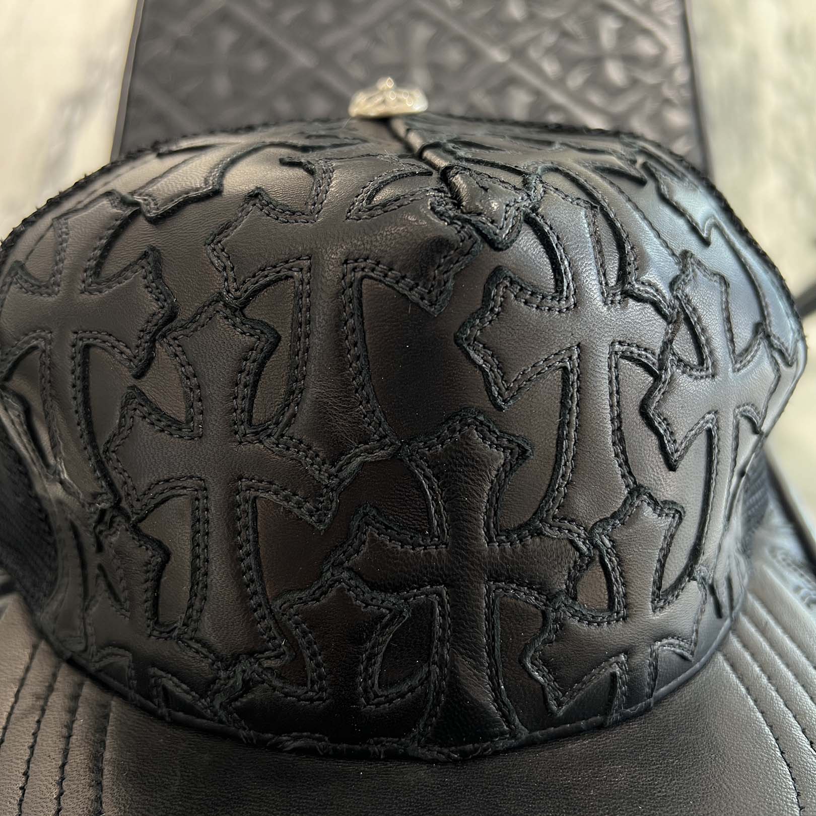 CHROME HEARTS Cemetary Cross Leather Patch Trucker Cap Size ONE SIZE (51-61) クロムハーツ セメタリークロス レザーパッチ トラッカーキャップ サイズONE SIZE (51-61)