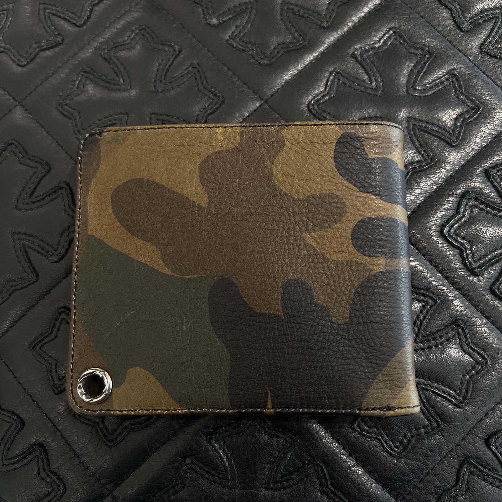 CHROME HEARTS Camo 1SNAP Star Cross Ball Button Leather Wallet クロムハーツ カモ1スナップ スタークロスボール ボタン レザーウォレット