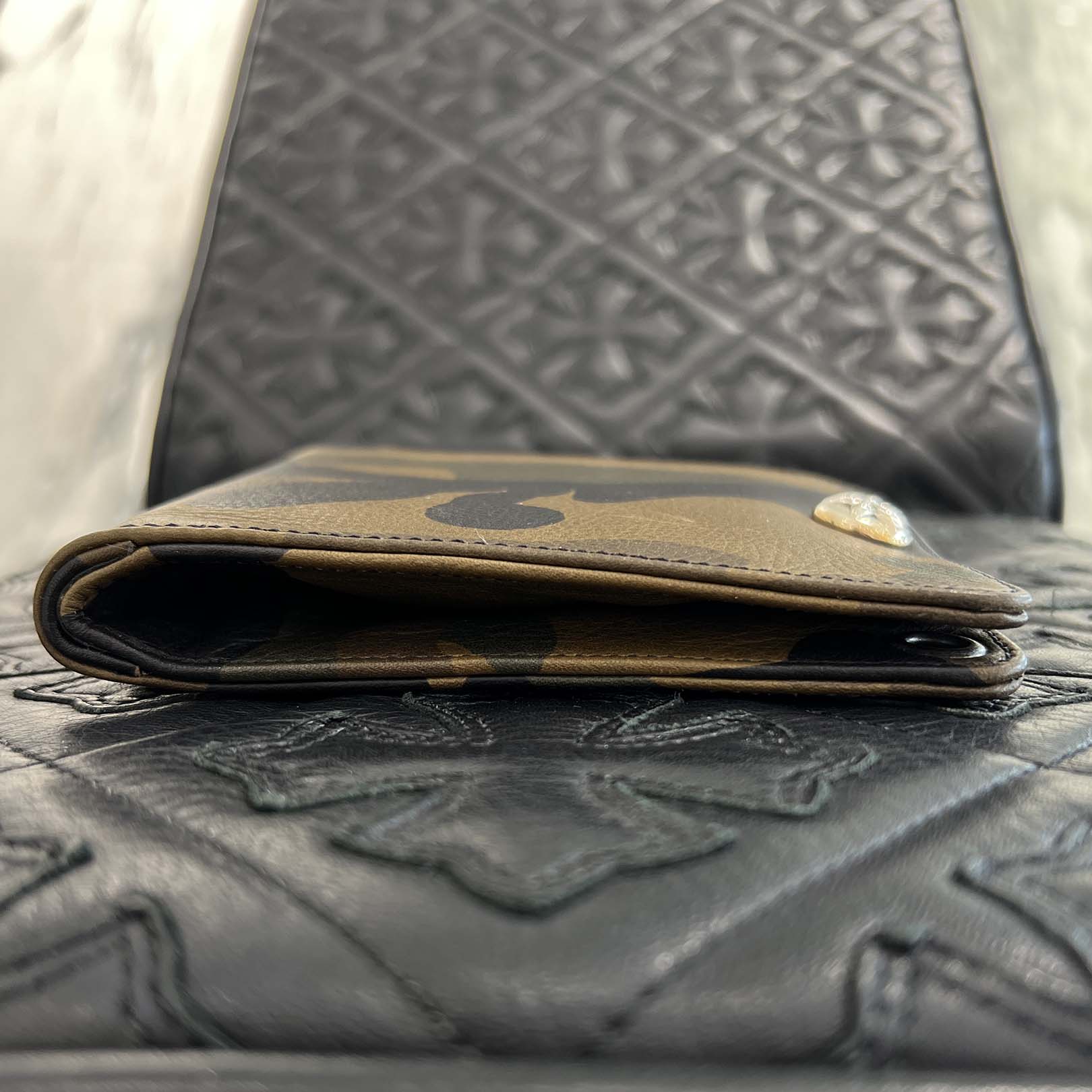CHROME HEARTS Camo 1SNAP Star Cross Ball Button Leather Wallet クロムハーツ カモ1スナップ スタークロスボール ボタン レザーウォレット