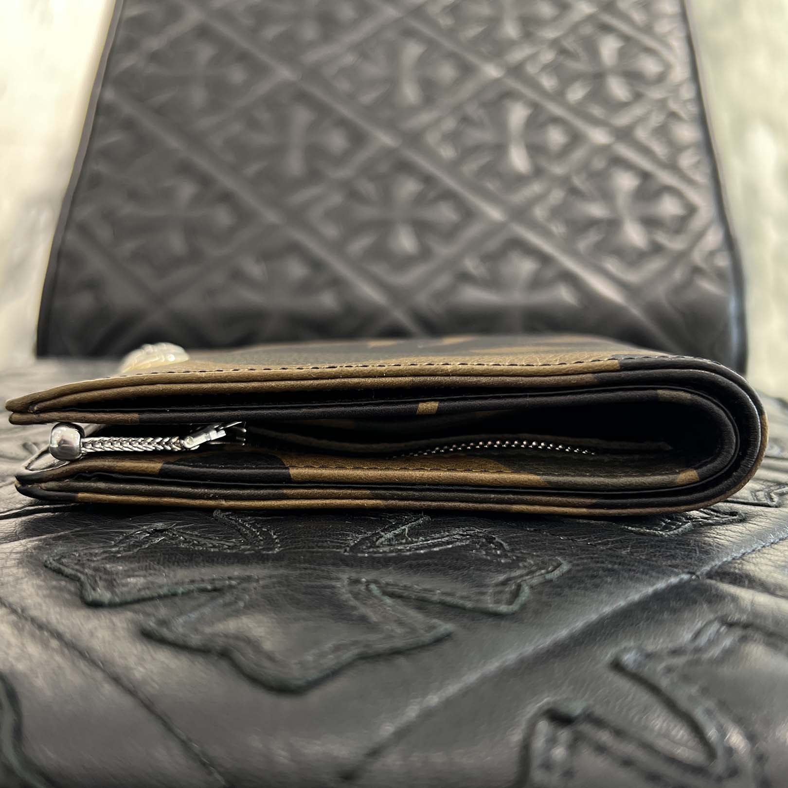 CHROME HEARTS Camo 1SNAP Star Cross Ball Button Leather Wallet クロムハーツ カモ1スナップ スタークロスボール ボタン レザーウォレット