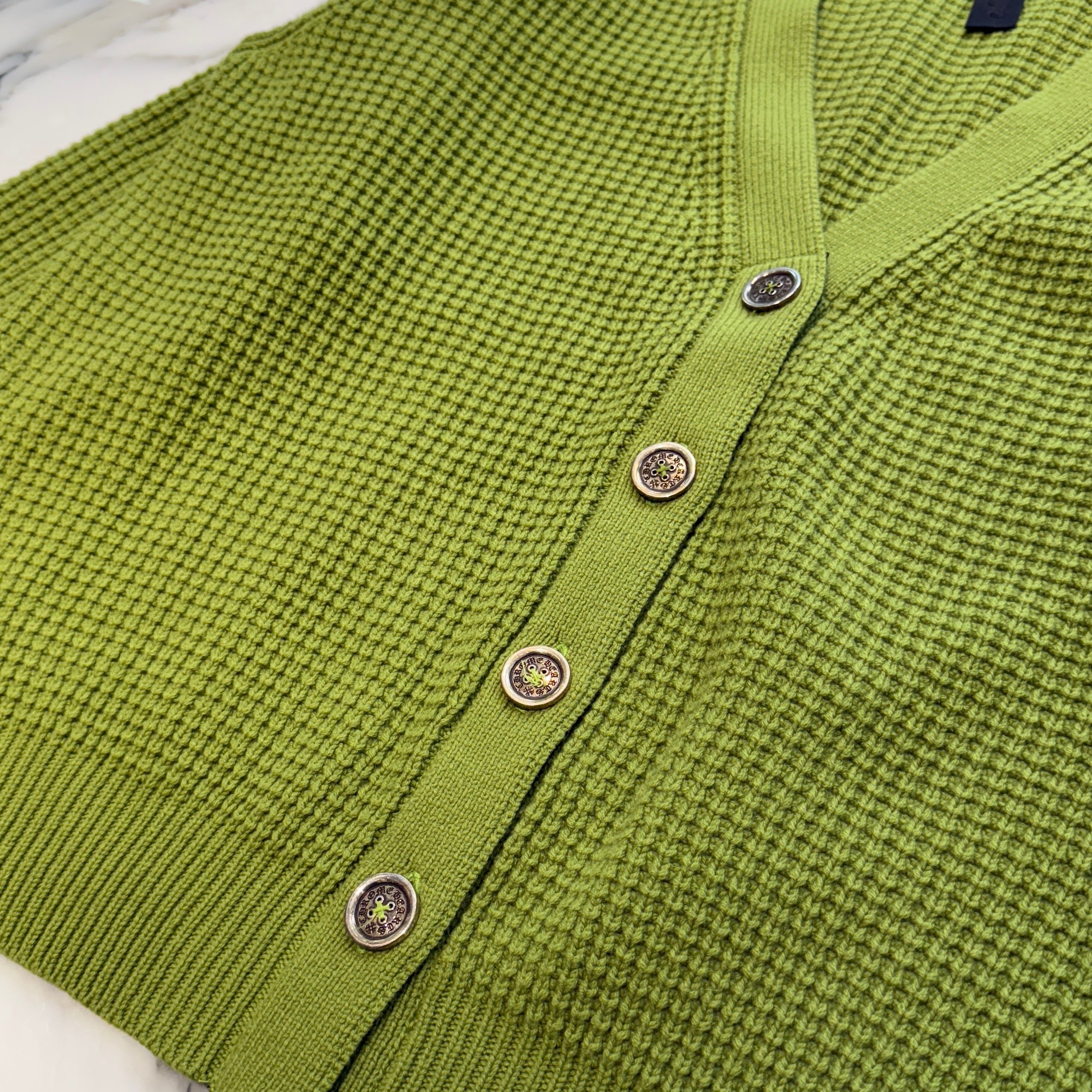 CHROME HEARTS YNOT Unborn Calf Cross Patch Cashmere Knit Cardigan Size M クロムハーツ ワイノット ハラコクロスパッチ カシミヤ ニットカーディガン サイズM