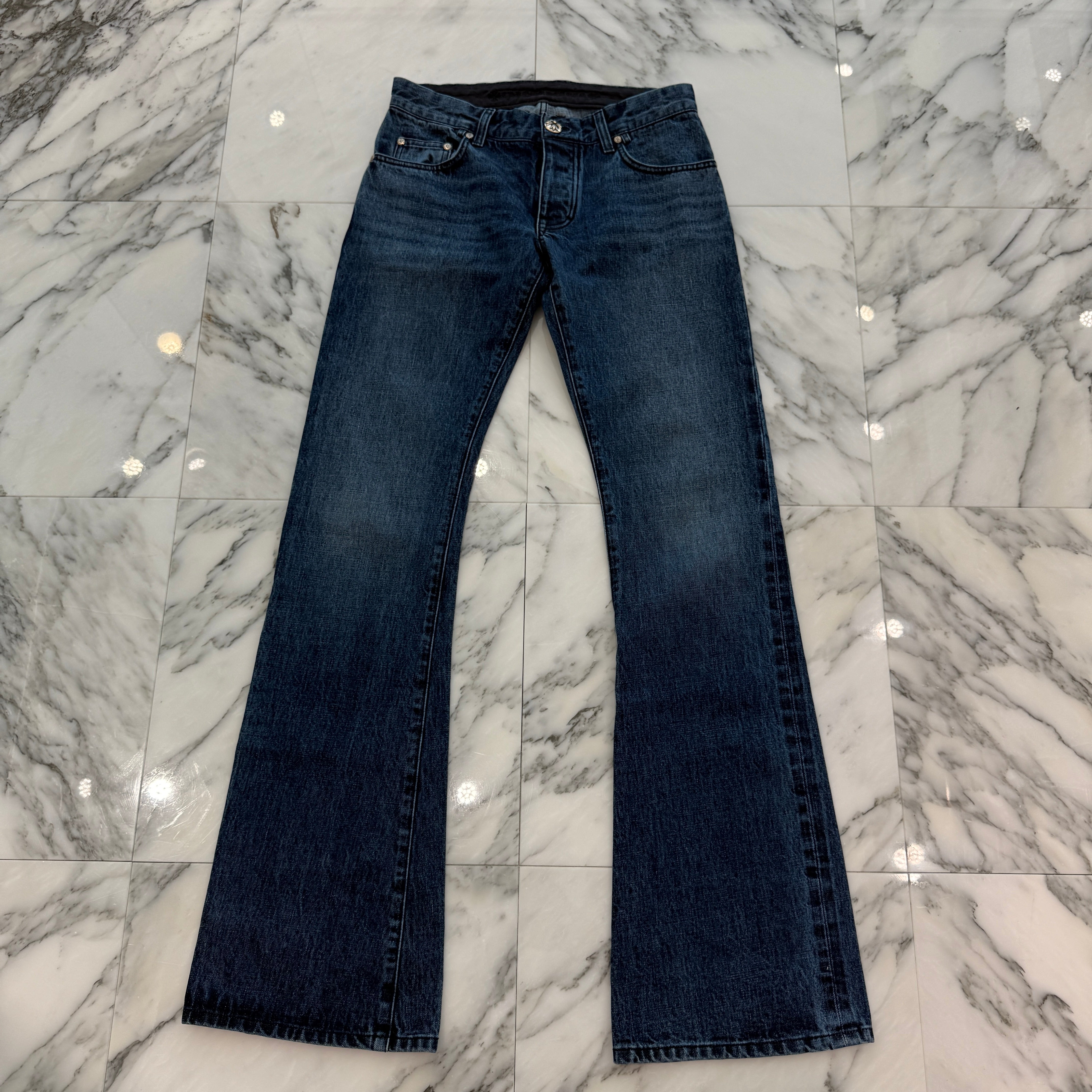 CHROME HEARTS Cross Ball Button Wide Flare Denim Pants Size 31 クロムハーツ クロスボールボタン ワイドフレア デニムパンツ サイズ31