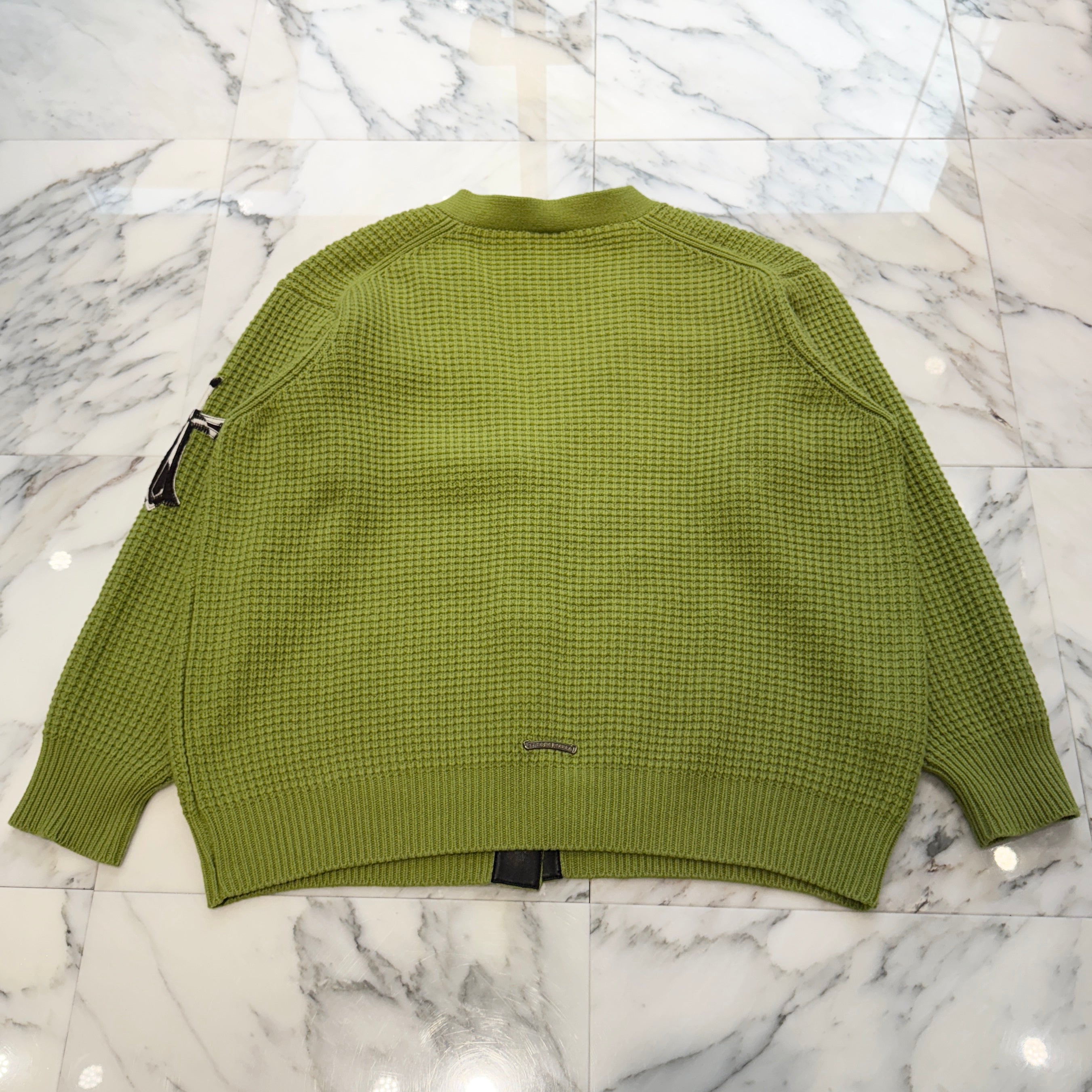 CHROME HEARTS YNOT Unborn Calf Cross Patch Cashmere Knit Cardigan Size M クロムハーツ ワイノット ハラコクロスパッチ カシミヤ ニットカーディガン サイズM