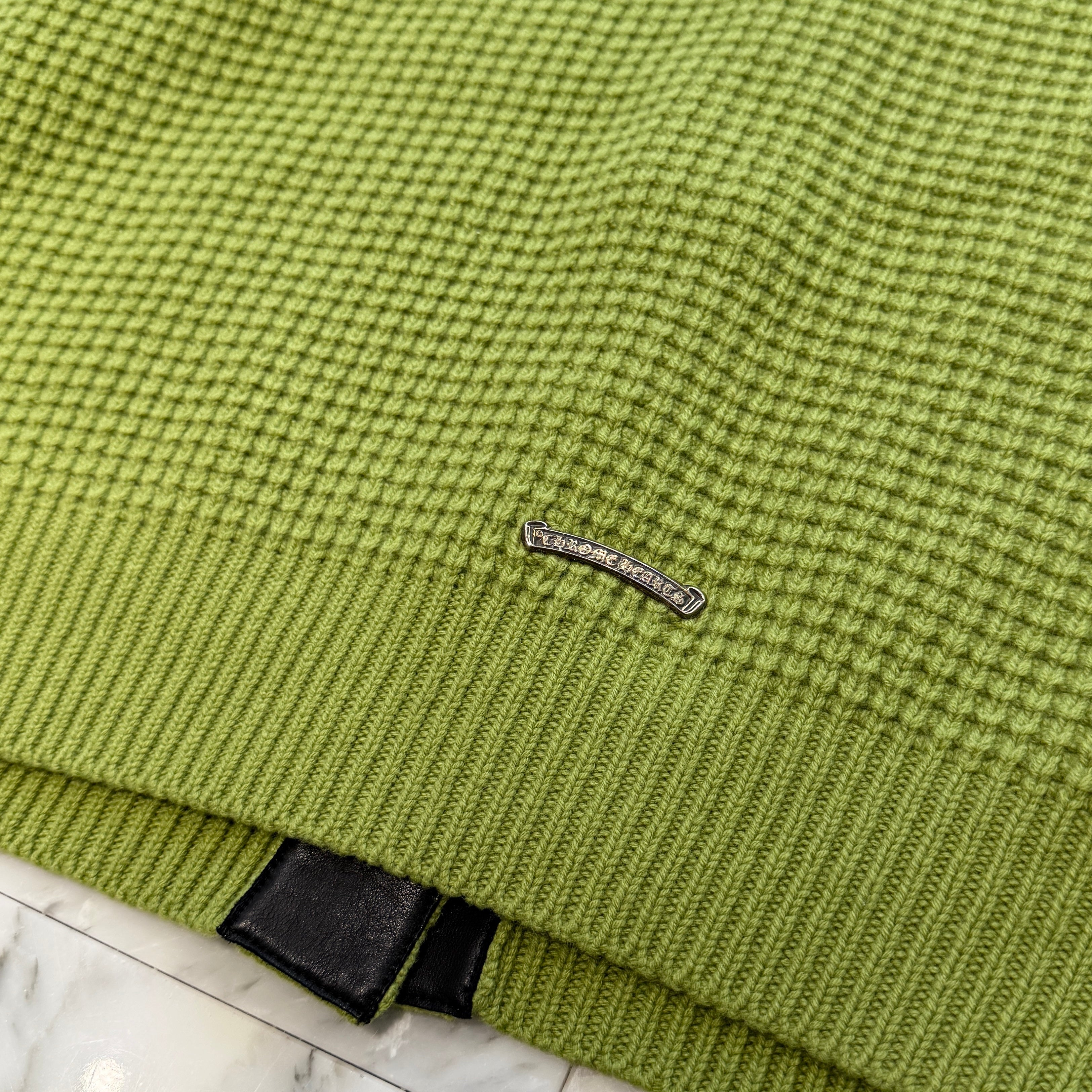 CHROME HEARTS YNOT Unborn Calf Cross Patch Cashmere Knit Cardigan Size M クロムハーツ ワイノット ハラコクロスパッチ カシミヤ ニットカーディガン サイズM