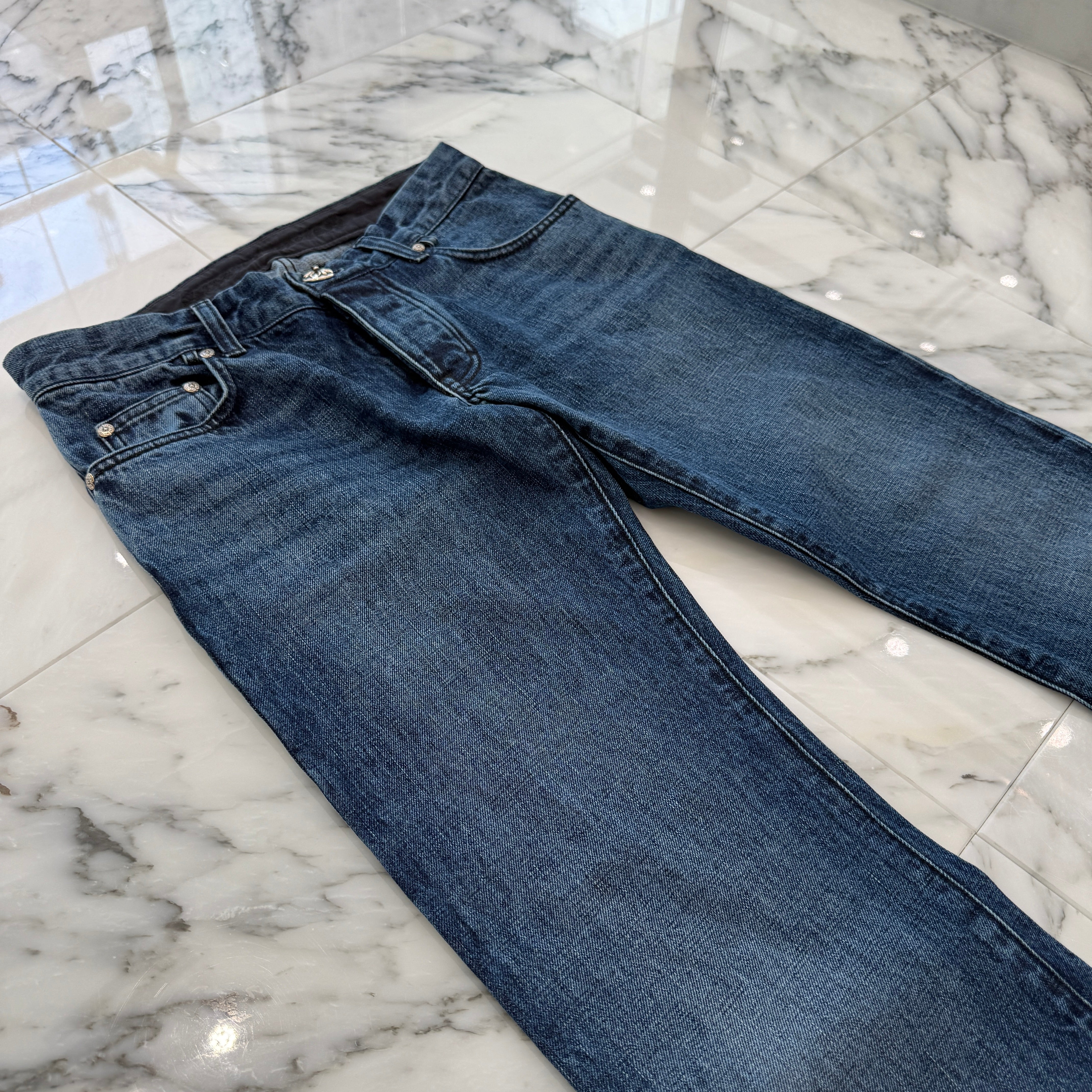 CHROME HEARTS Cross Ball Button Wide Flare Denim Pants Size 31 クロムハーツ クロスボールボタン ワイドフレア デニムパンツ サイズ31