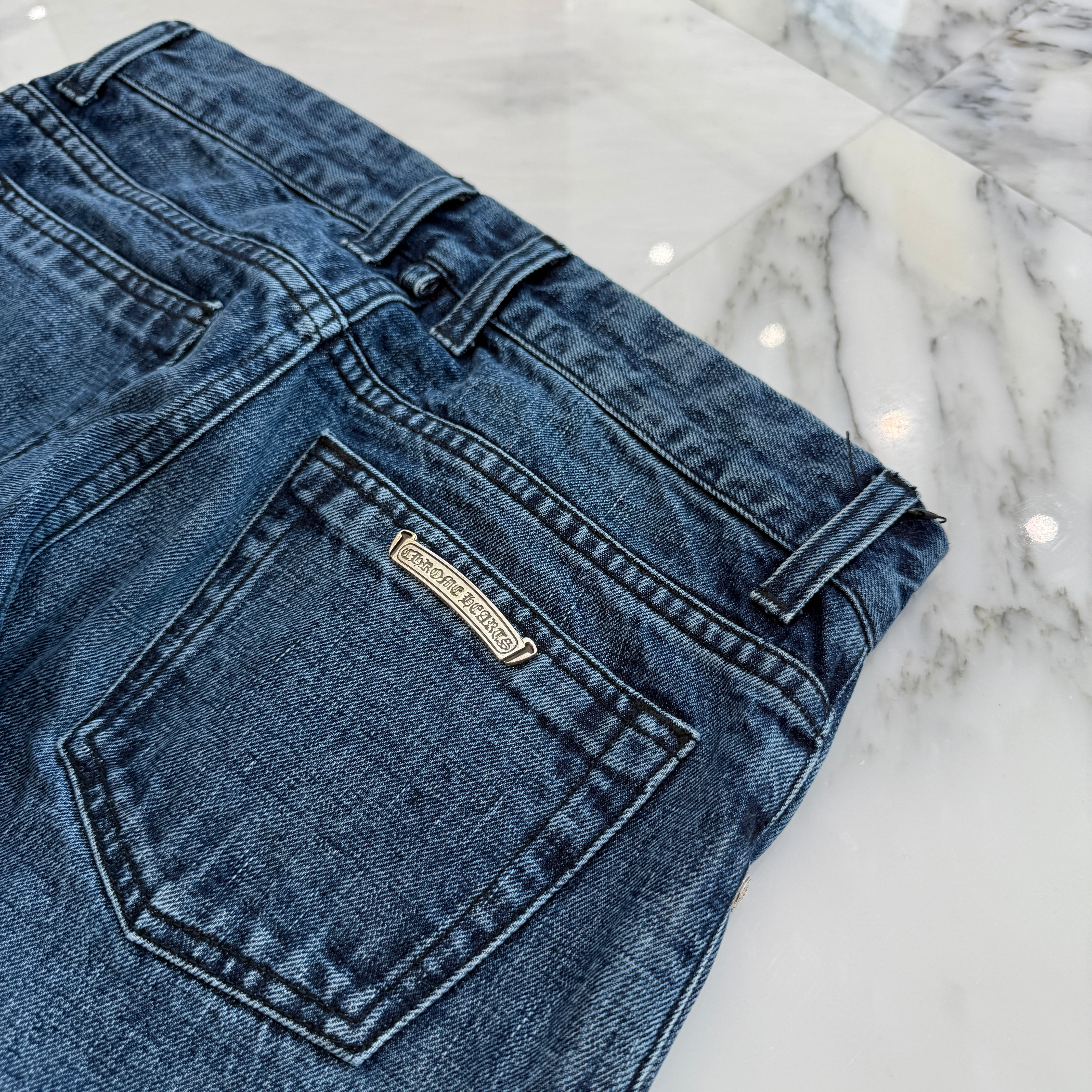 CHROME HEARTS Cross Ball Button Wide Flare Denim Pants Size 31 クロムハーツ クロスボールボタン ワイドフレア デニムパンツ サイズ31