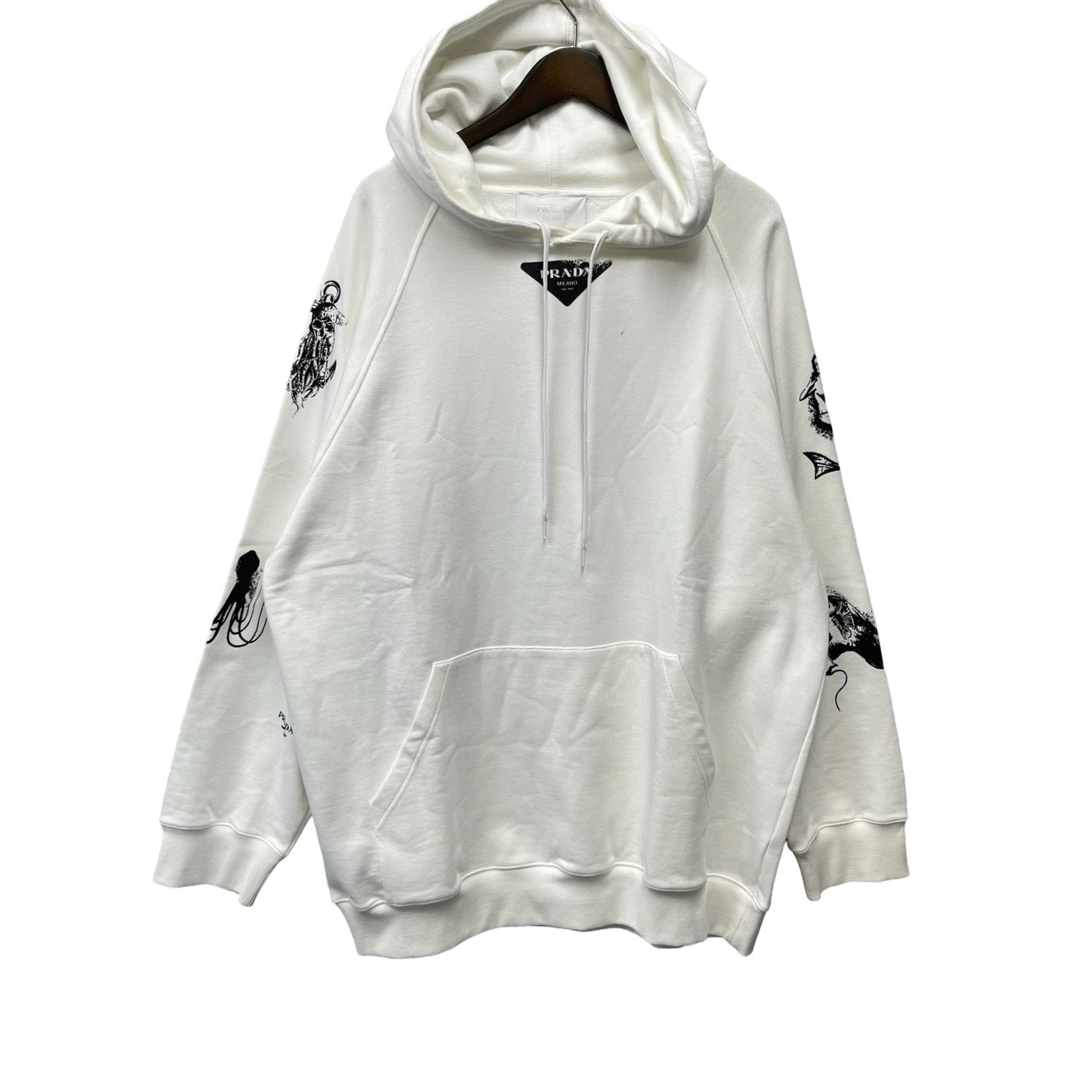 PRADA 2022SS Oversized Cotton Jersey Hoodie UJL12A S221 10l0 Size L