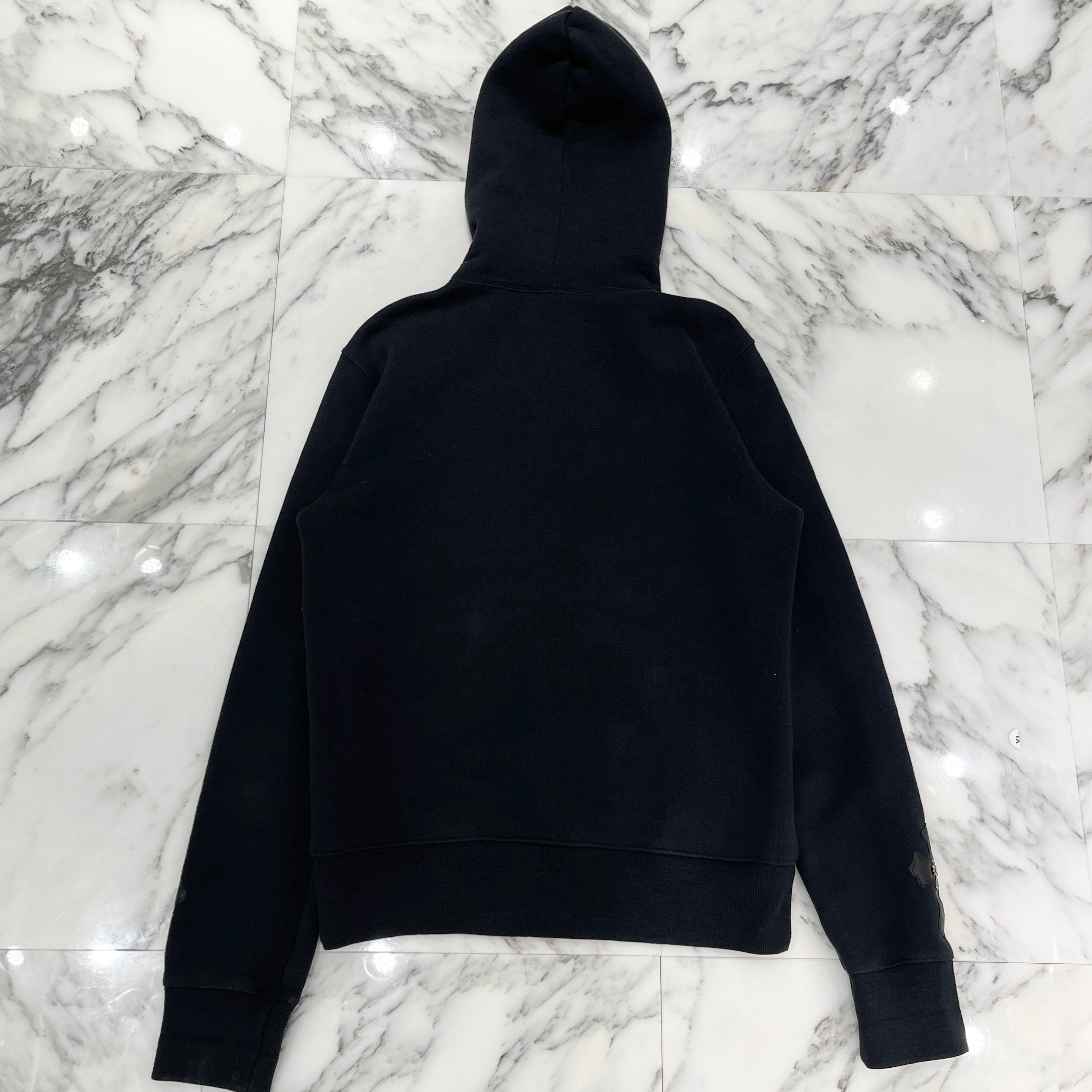 CHROME HEARTS Silver Cross Leather Patch Zip Up Hoodie Size M クロムハーツ シルバークロス レザーパッチ ジップアップフーディー サイズM