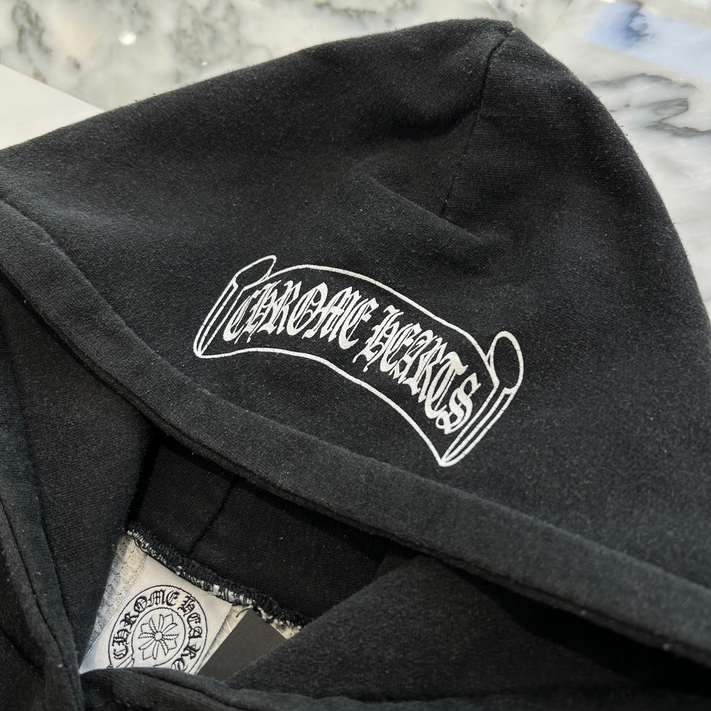 CHROME HEARTS OLD Back Scroll Logo Thermal Hoodie Size M クロムハーツ オールド バックスクロールロゴ サーマルフーディー サイズM