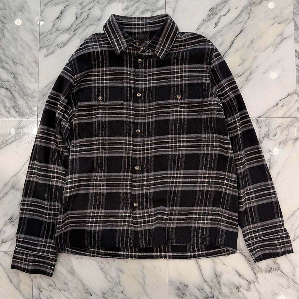 CHROME HEARTS Y NOT Cross Ball Button Check Shirt Size L クロムハーツ ワイノット クロスボールボタン チェックシャツ サイズL