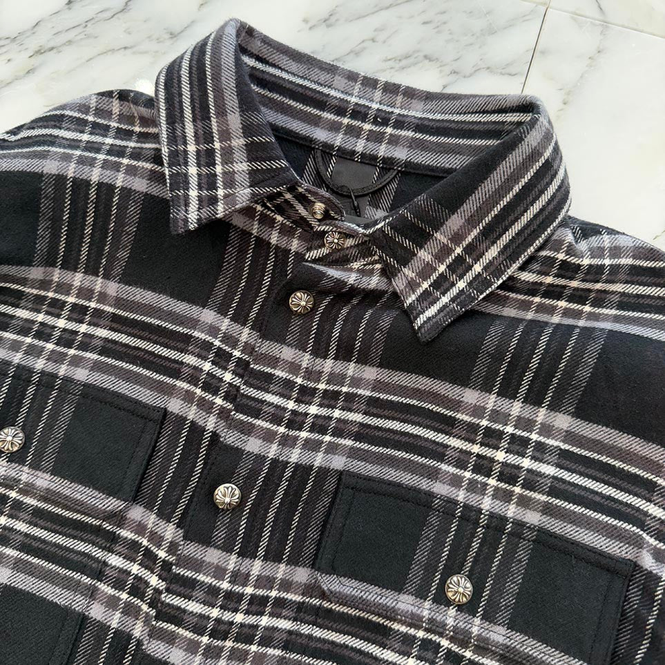 CHROME HEARTS Y NOT Cross Ball Button Check Shirt Size L クロムハーツ ワイノット クロスボールボタン チェックシャツ サイズL