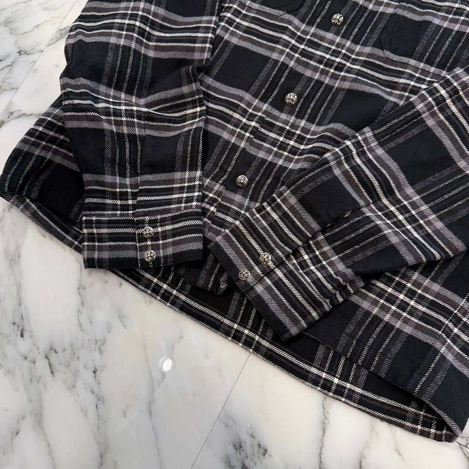 CHROME HEARTS Y NOT Cross Ball Button Check Shirt Size L クロムハーツ ワイノット クロスボールボタン チェックシャツ サイズL