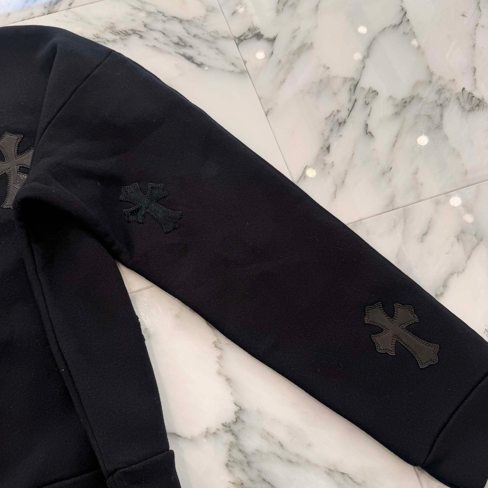 CHROME HEARTS Y NOT Multi Leather Cross Patch Sweatshirt Size L クロムハーツ ワイノット マルチレザークロスパッチ スウェットシャツ サイズL