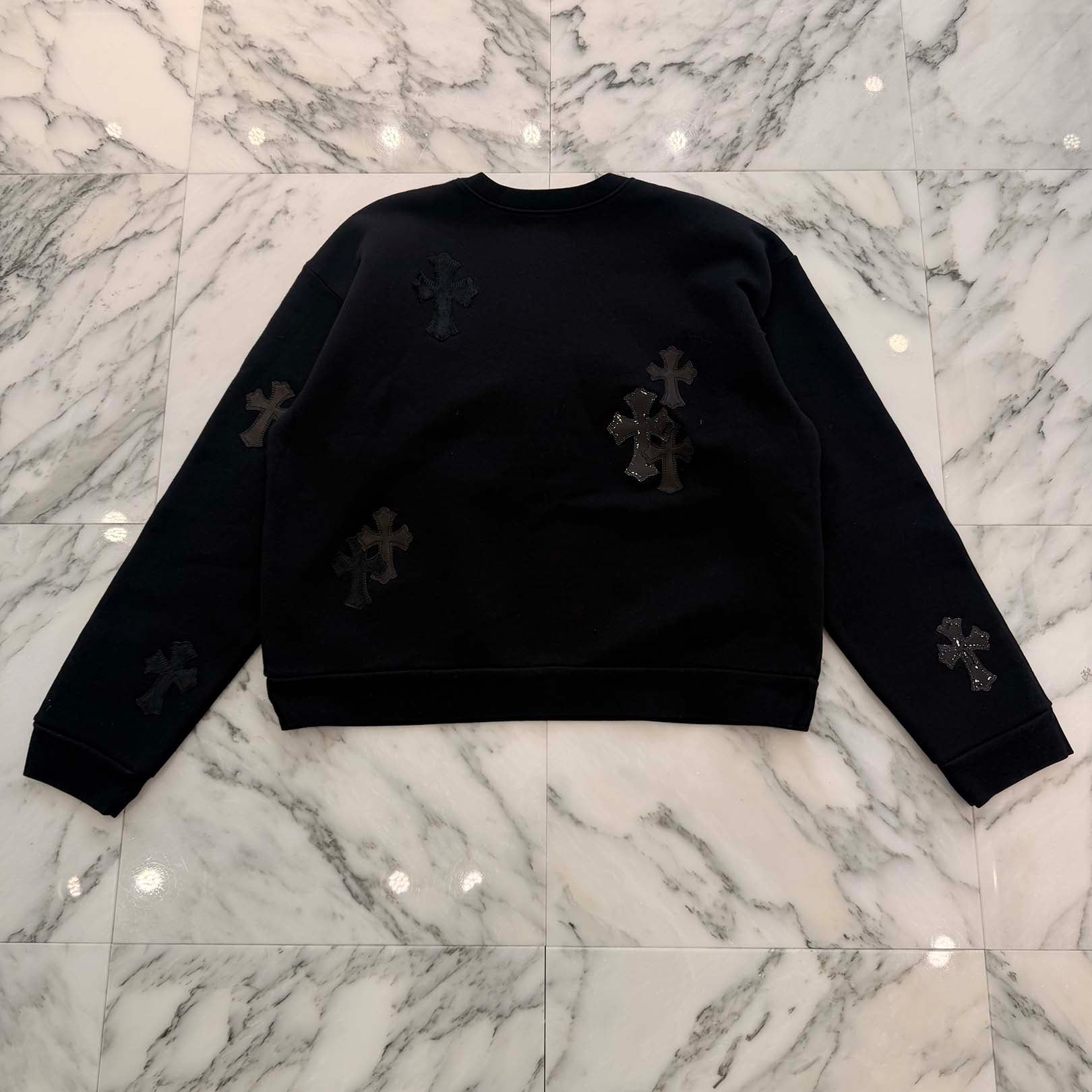 CHROME HEARTS Y NOT Multi Leather Cross Patch Sweatshirt Size L クロムハーツ ワイノット マルチレザークロスパッチ スウェットシャツ サイズL
