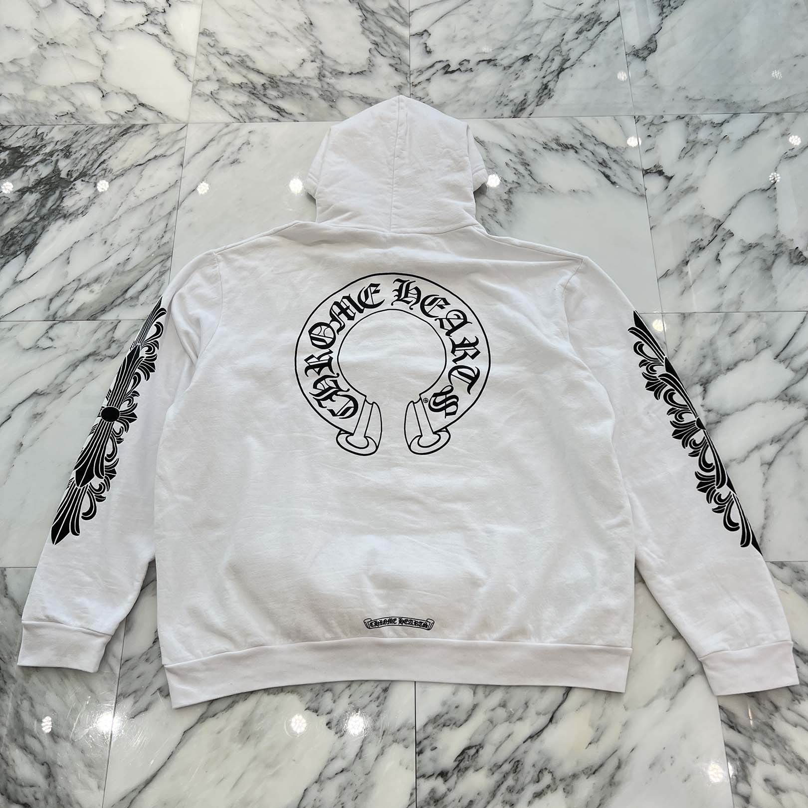 CHROME HEARTS Floral Cross Horseshoe Pullover Hoodie Size XL クロムハーツ フローラルクロスホースシュー プルオーバーフーディ サイズXL