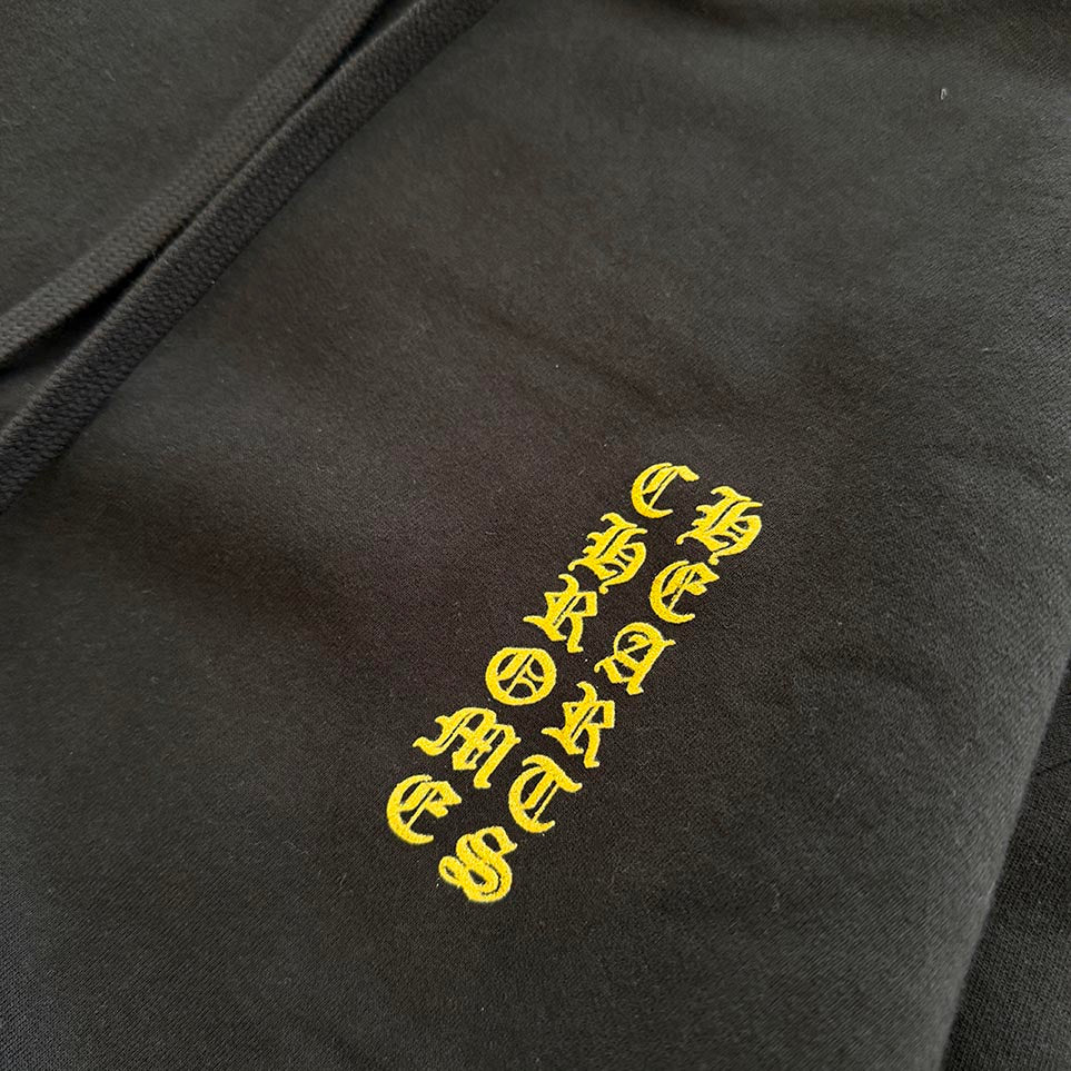 CHROME HEARTS 2024SS Online Limited Vertical Logo Gold Glitter Hoodie Size M クロムハーツ オンライン限定 ヴァーティカルロゴ ゴールドグリッターフーディ サイズM