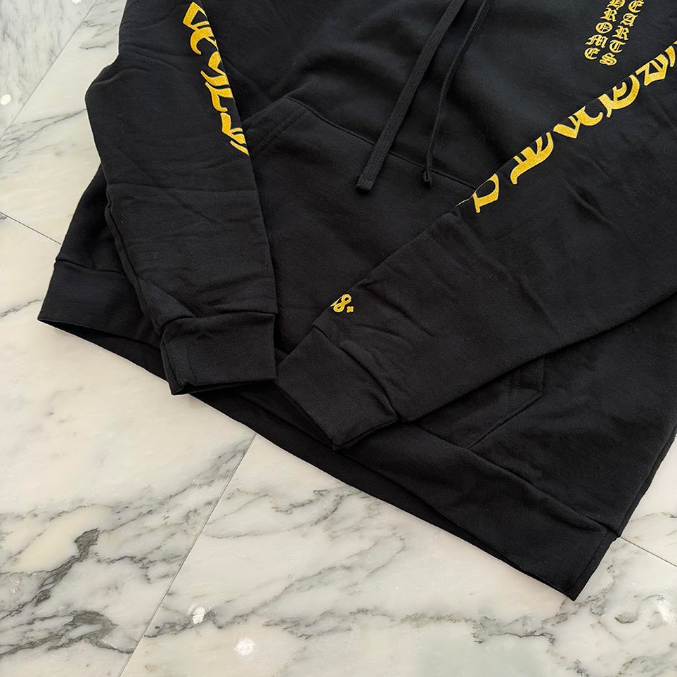 CHROME HEARTS 2024SS Online Limited Vertical Logo Gold Glitter Hoodie Size M クロムハーツ オンライン限定 ヴァーティカルロゴ ゴールドグリッターフーディ サイズM