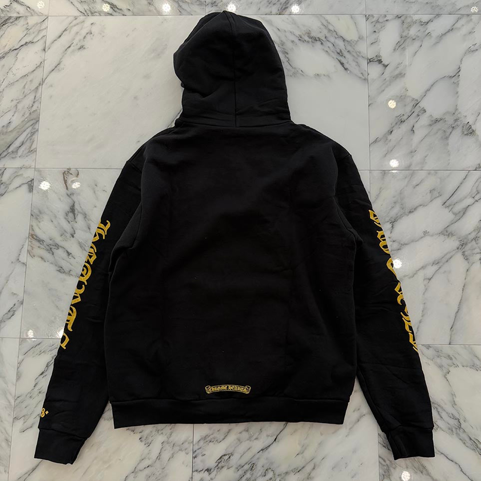 CHROME HEARTS 2024SS Online Limited Vertical Logo Gold Glitter Hoodie Size M クロムハーツ オンライン限定 ヴァーティカルロゴ ゴールドグリッターフーディ サイズM
