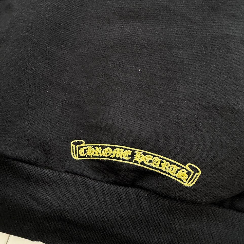 CHROME HEARTS 2024SS Online Limited Vertical Logo Gold Glitter Hoodie Size M クロムハーツ オンライン限定 ヴァーティカルロゴ ゴールドグリッターフーディ サイズM