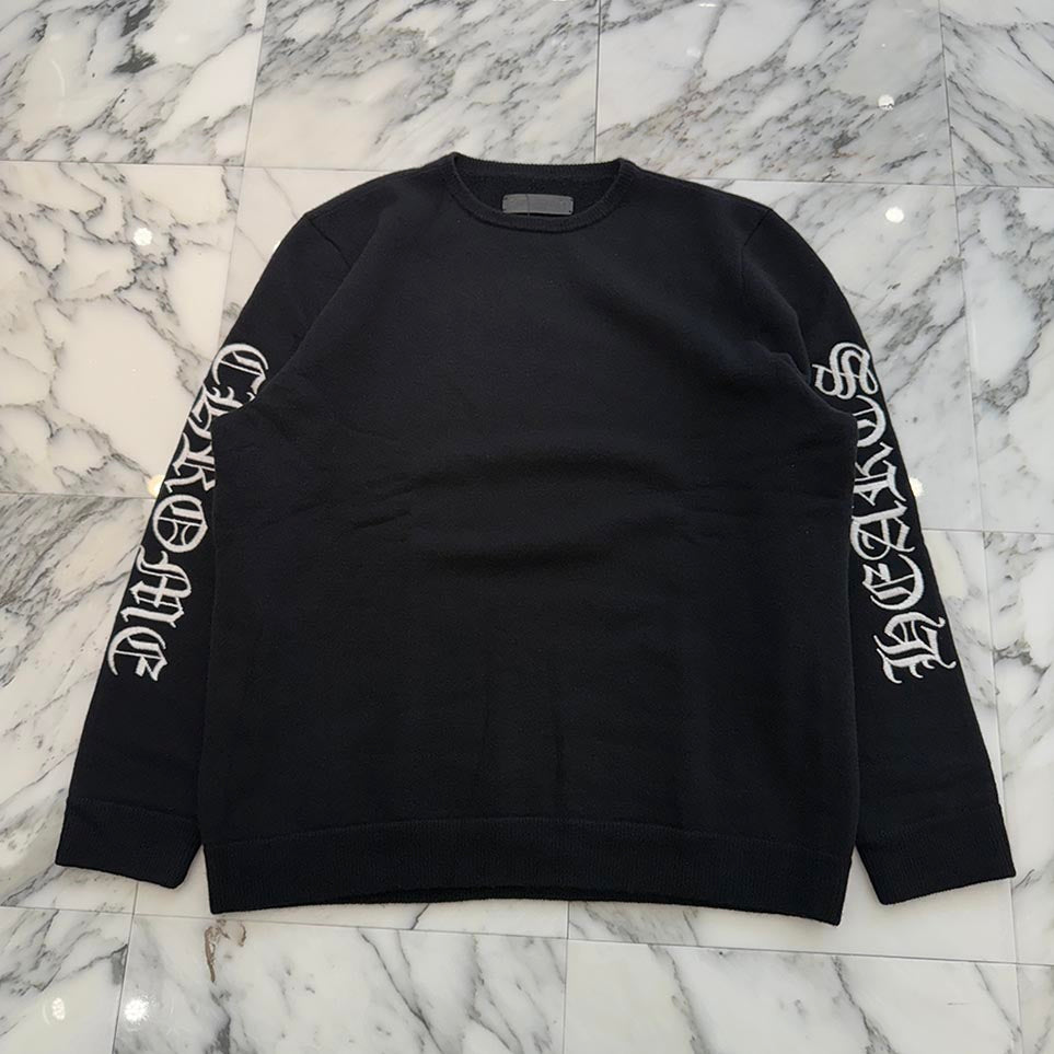 CHROME HEARTS Y NOT Floral Cross Embroidery Crew Neck Cashmere Knit Sweater Size XXL クロムハーツ ワイノット フローラルクロス刺繍 クルーネック カシミヤニットセーター サイズXXL