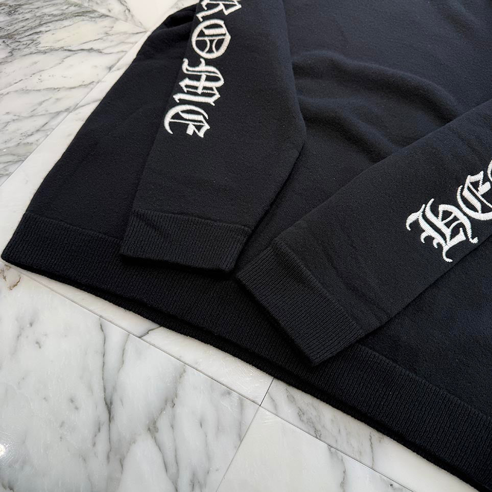 CHROME HEARTS Y NOT Floral Cross Embroidery Crew Neck Cashmere Knit Sweater Size XXL クロムハーツ ワイノット フローラルクロス刺繍 クルーネック カシミヤニットセーター サイズXXL