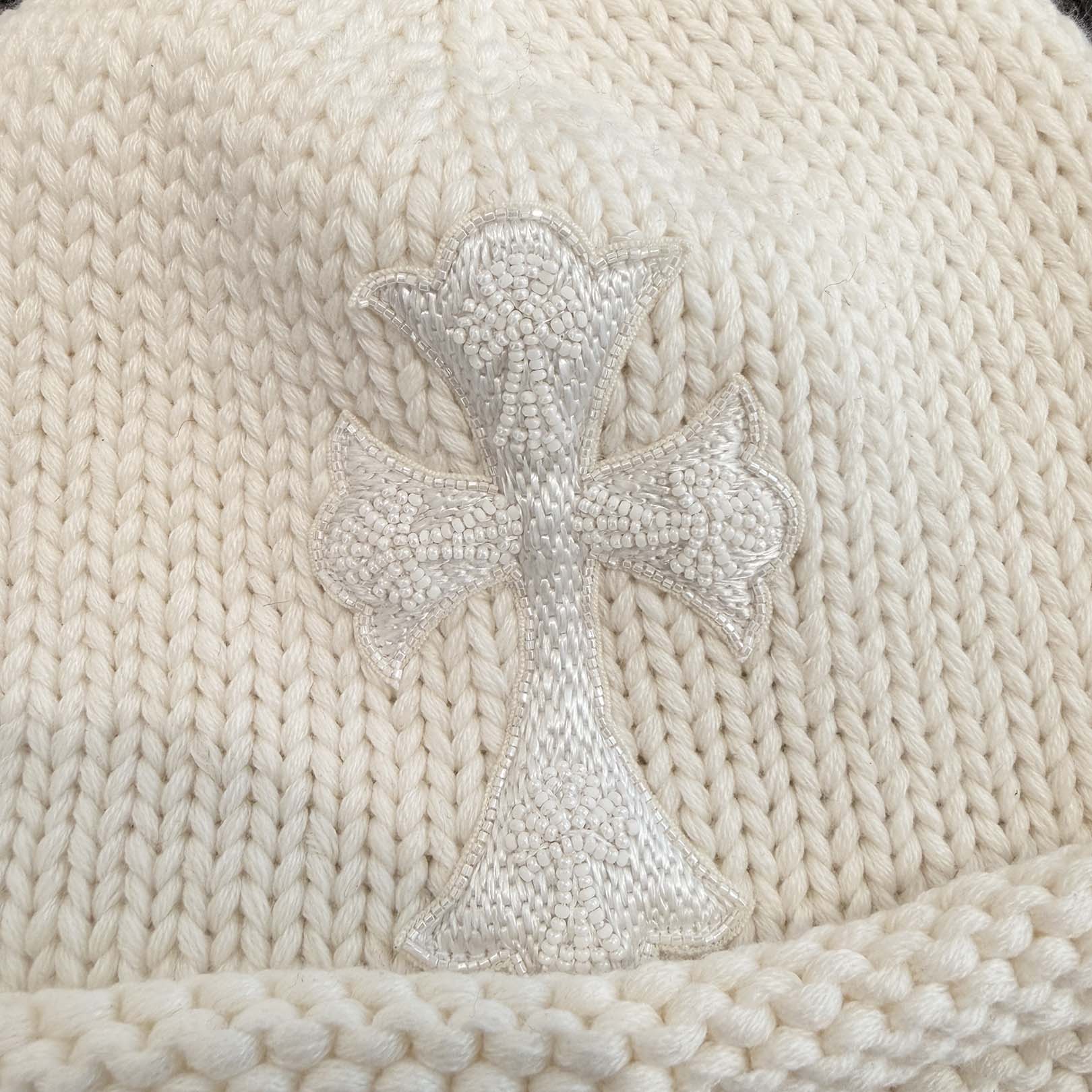 CHROME HEARTS Cashmere Beads 1 Cross Patch Beanie Size ONE SIZE (22cm) クロムハーツ カシミヤ ビーズ 1クロスパッチ ビーニー サイズONE SIZE (22cm)