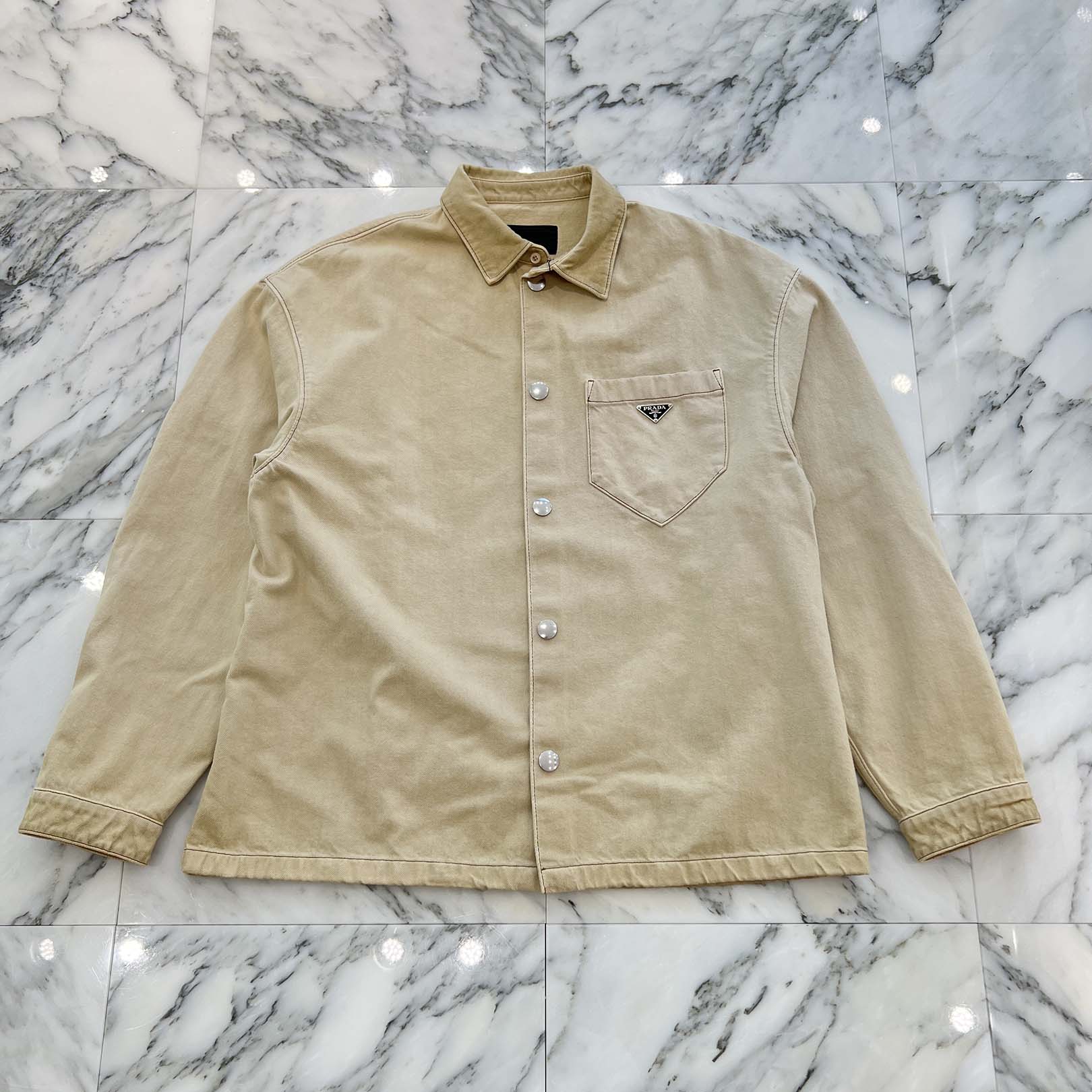 PRADA 2024SS Triangle Logo Plate Denim Shirt GEC066 S212 15E0 Size