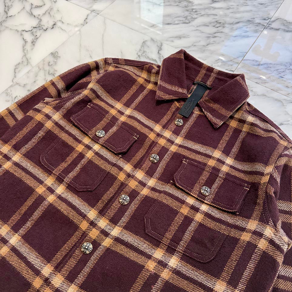 CHROME HEARTS Y NOT WORK DOG Flannel Check Shirt Size M クロム