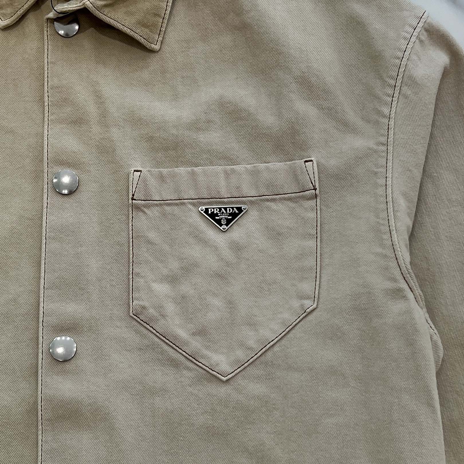 PRADA 2024SS Triangle Logo Plate Denim Shirt GEC066 S212 15E0 Size