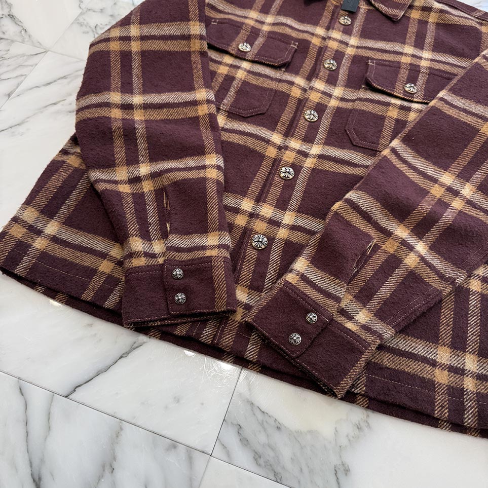 CHROME HEARTS Y NOT WORK DOG Flannel Check Shirt Size M クロムハーツ ワイノット ワークドッグ フランネル チェック シャツ サイズM