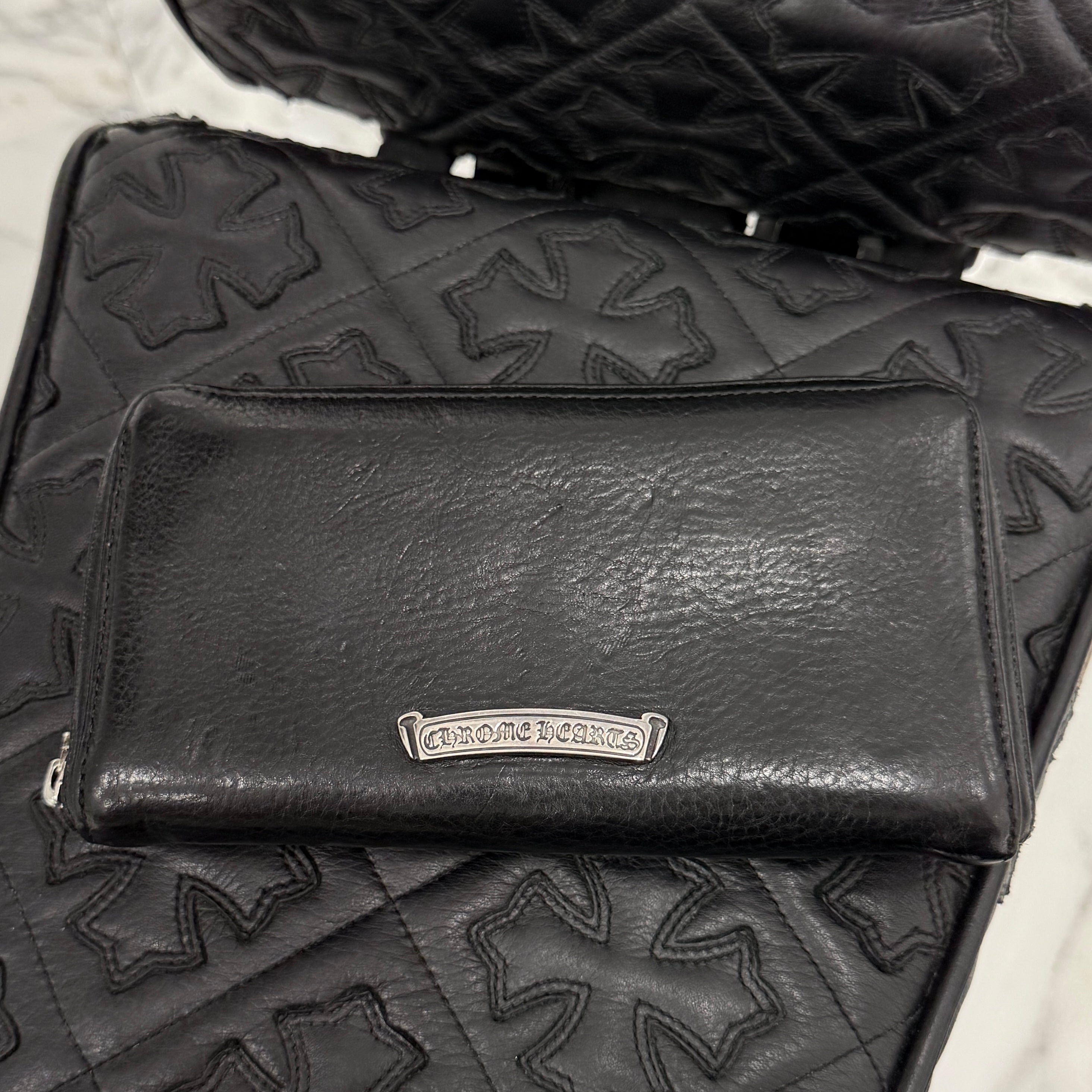 CHROME HEARTS Filigree Plus Leather Patch Round Zip Wallet クロムハーツ フィリグリープラス レザーパッチ ウォレット