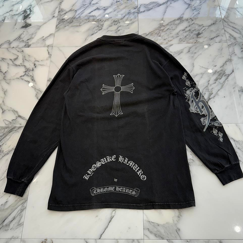 CHROME HEARTS × KYOSUKE HIMURO Back CH Cross Arm Logo Long Sleeve Tee Size M クロムハーツ × 氷室 京介 バックCHクロス アームロゴ ロングスリーブ Tシャツ サイズM