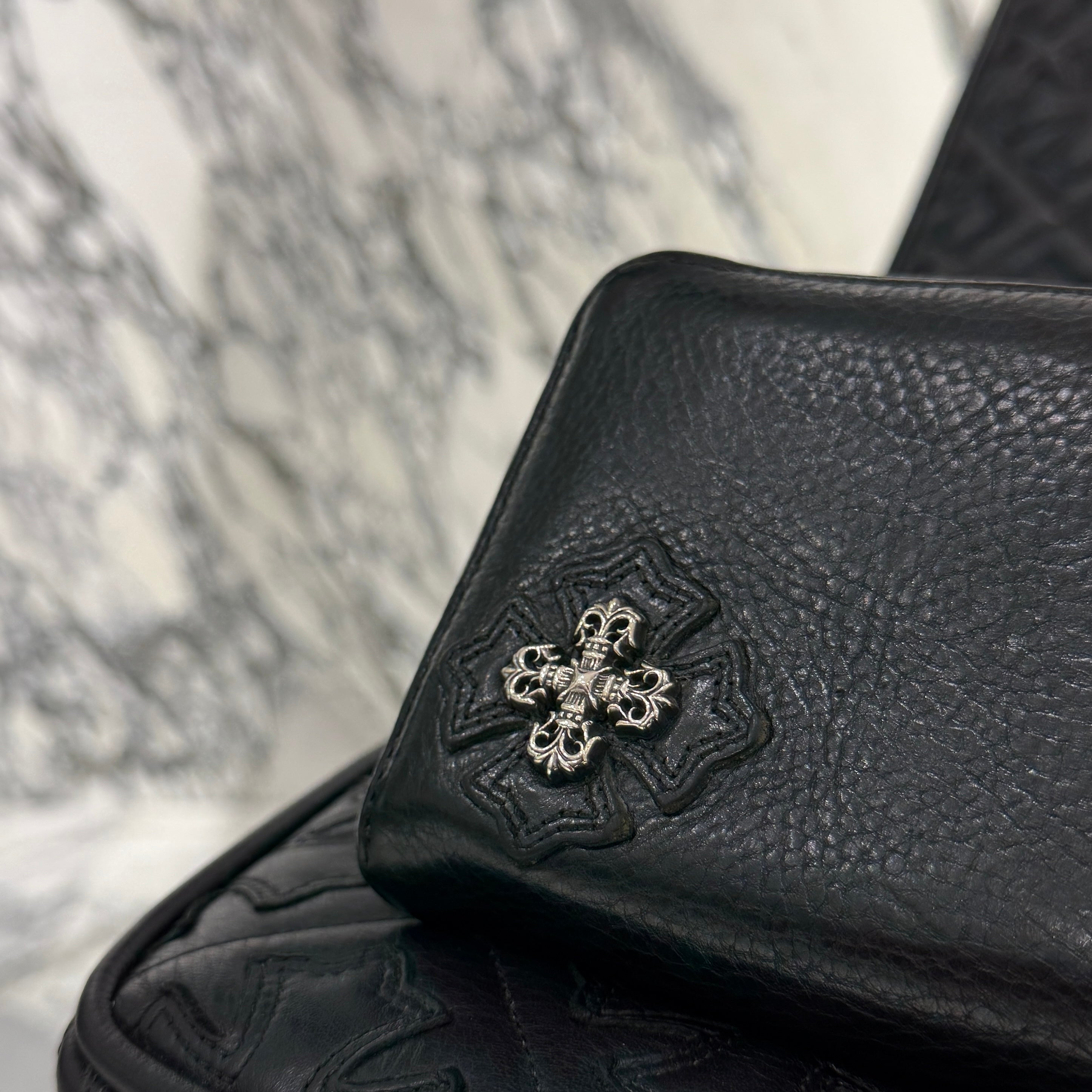 CHROME HEARTS Filigree Plus Leather Patch Round Zip Wallet クロムハーツ フィリグリープラス レザーパッチ ウォレット
