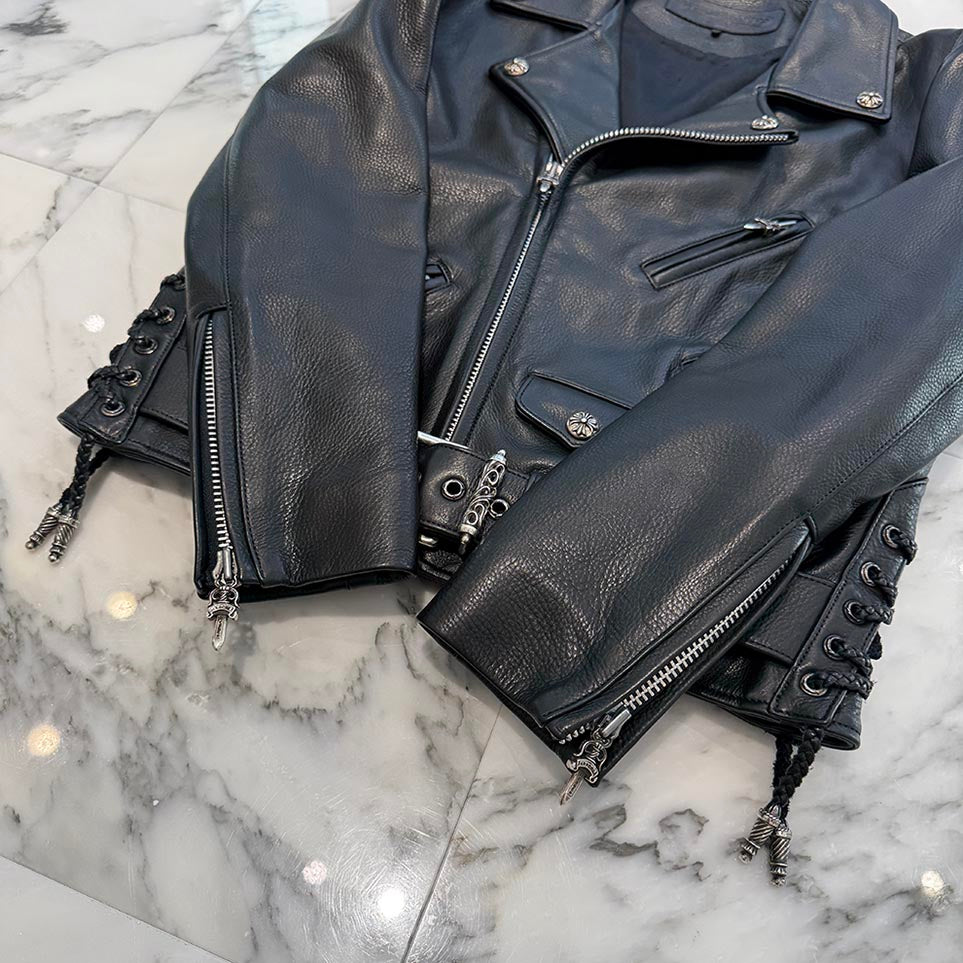 CHROME HEARTS JJ DEAN Dagger Zip Riders Leather Jacket Size S クロムハーツ JJディーン ダガー ジップ ライダース レザージャケット サイズS