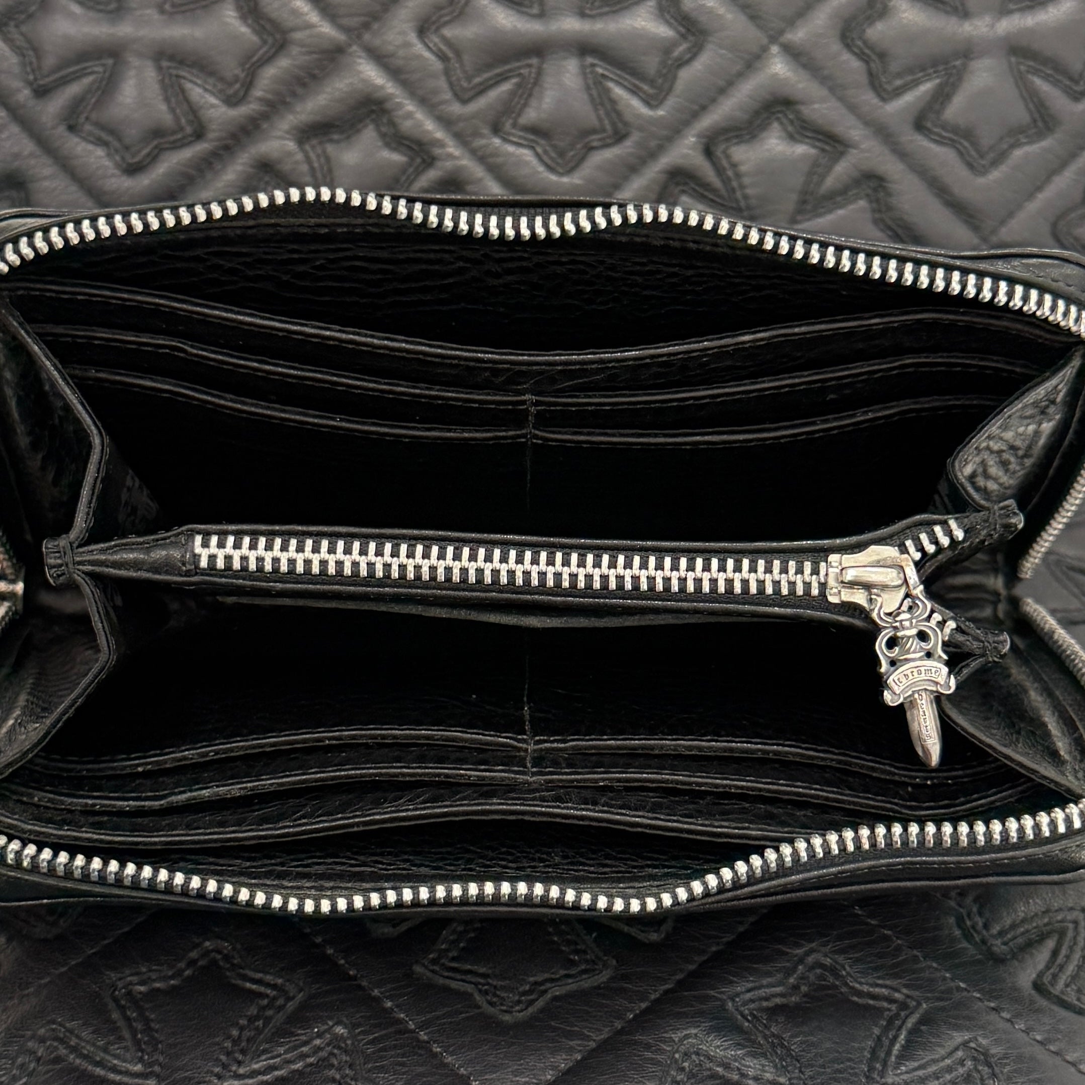 CHROME HEARTS Filigree Plus Leather Patch Round Zip Wallet クロムハーツ フィリグリープラス レザーパッチ ウォレット