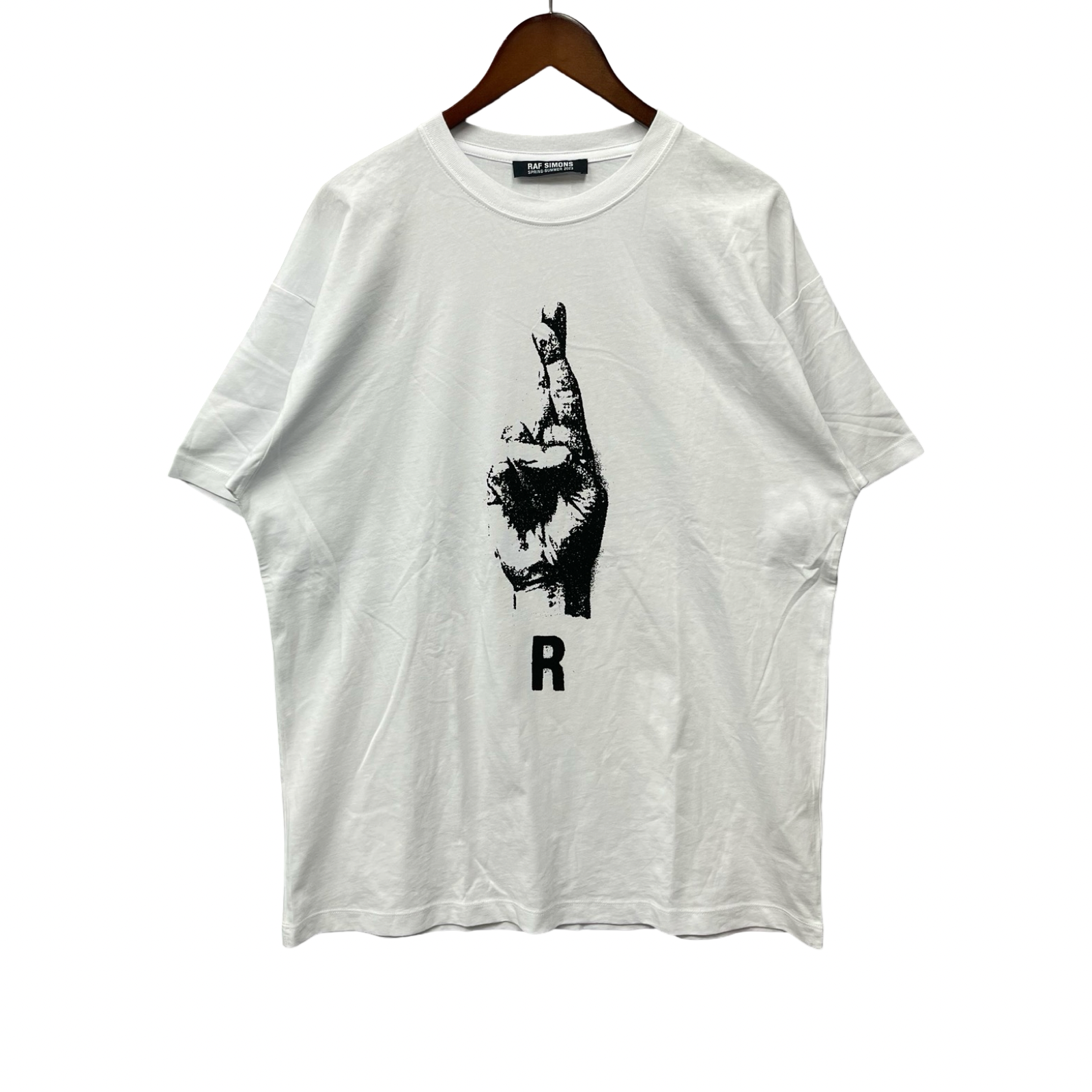RAF SIMONS 2023SS Oversized Tee with Hand Sign Print 231-M119 Size M
