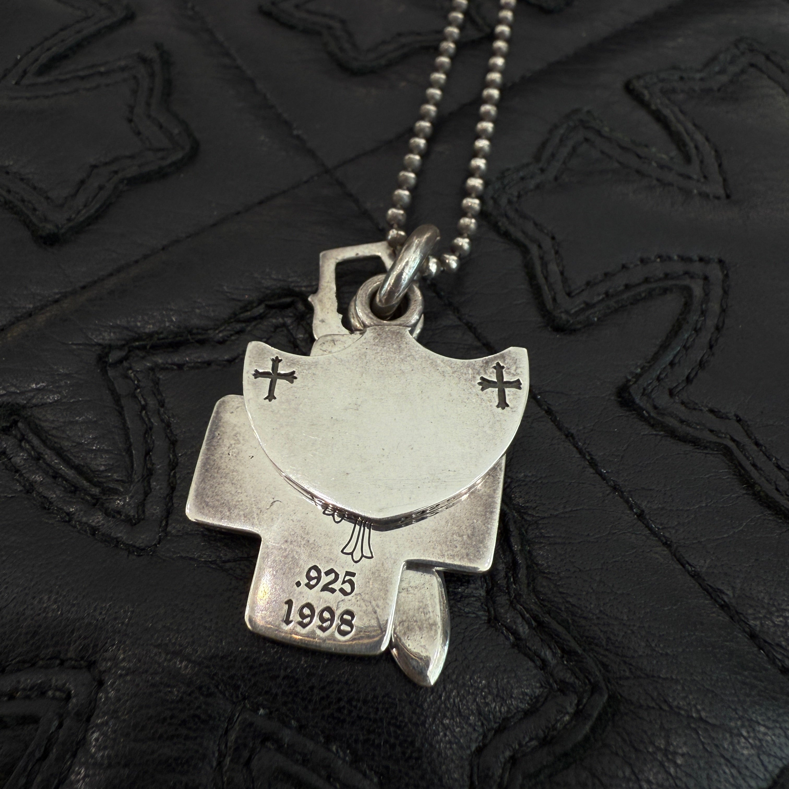 CHROME HEARTS 3 TRINKETS Charm Pendant Top Ball Chain Size 30 Inch