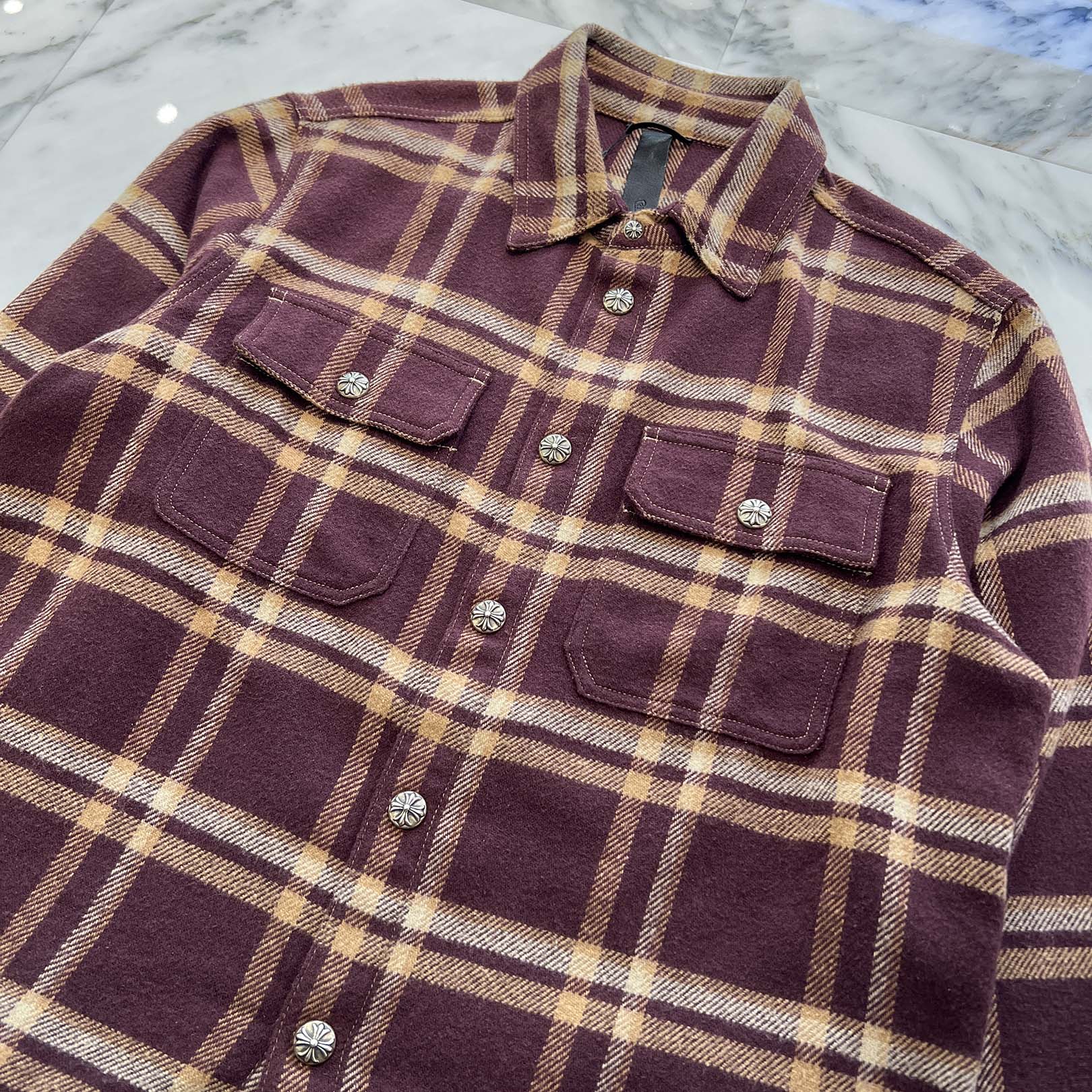 CHROME HEARTS Y NOT WORK DOG Flannel Check Shirt Size L クロムハーツ ワイノット ワークドッグ フランネル チェック シャツ サイズL