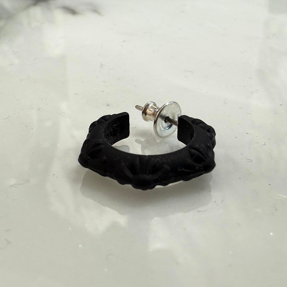CHROME HEARTS Silicone Rubber Cross Band Hoop Earrings クロム