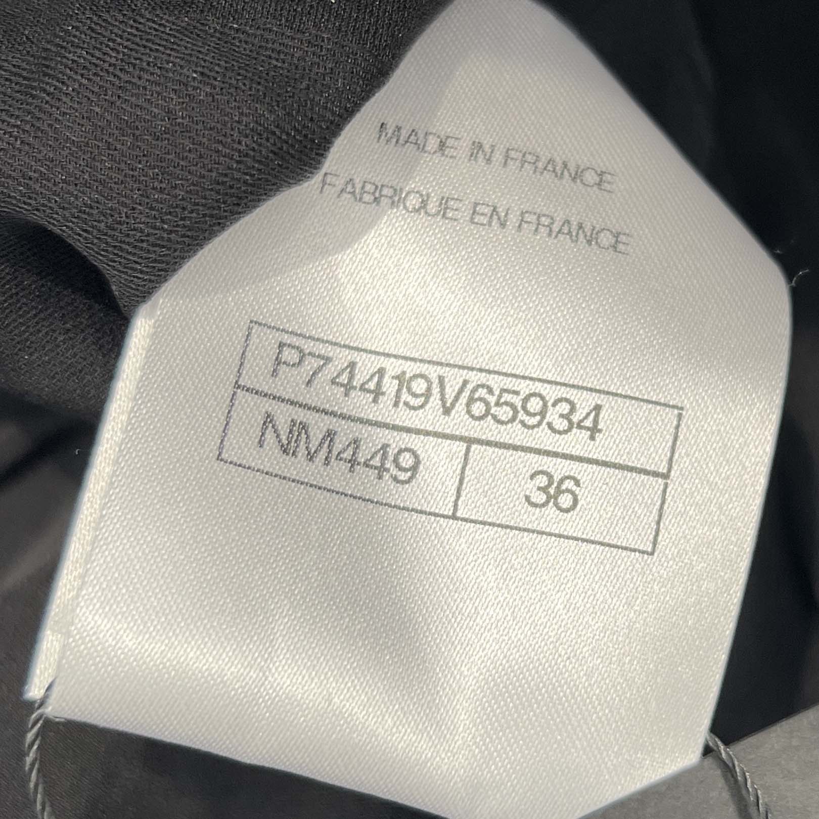 CHANEL 2023SS Coco Mark Button Stripe Collarless Jacket P74419 V65934 NM449 Size 36 シャネル ココマークボタンストライプノーカラージャケット サイズ36