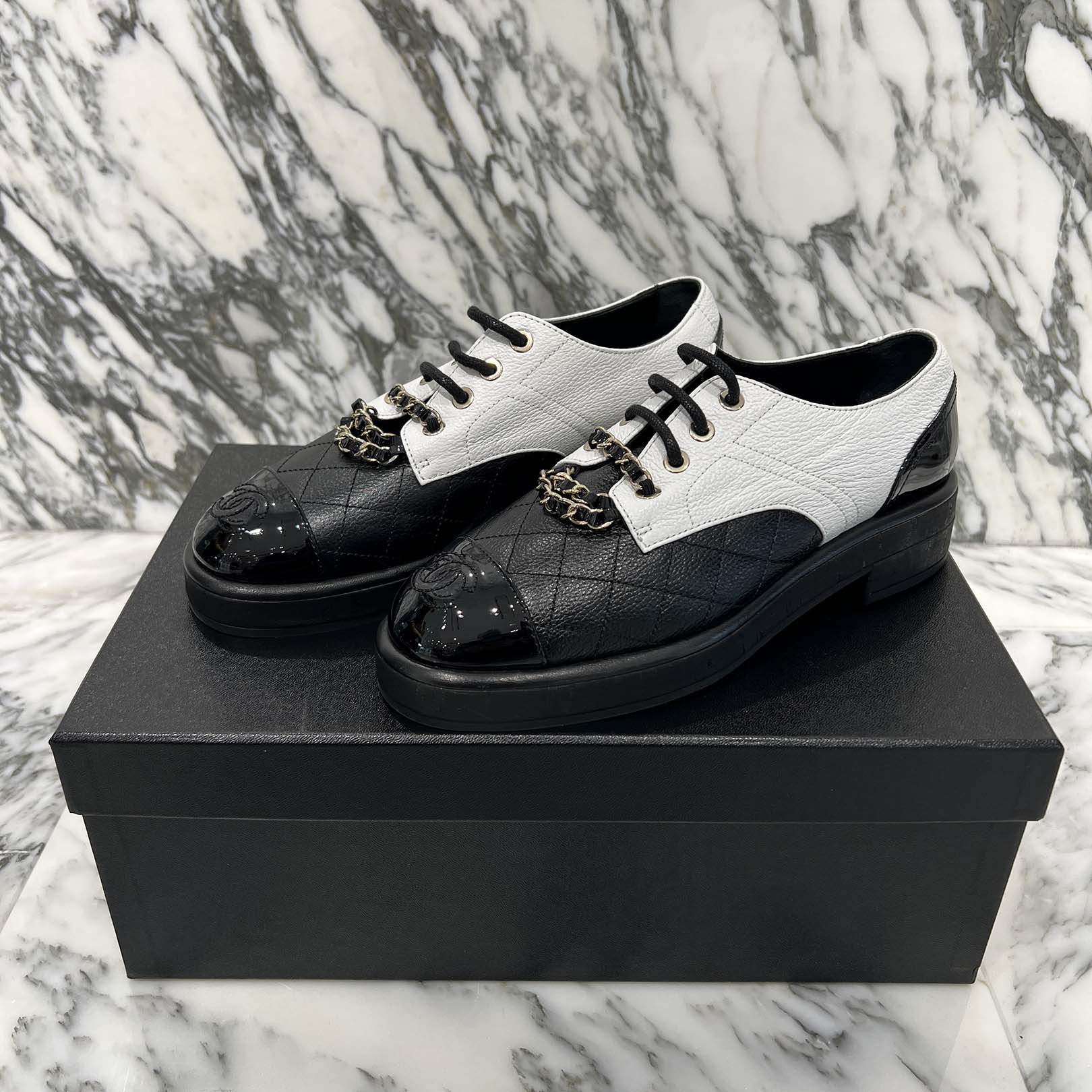 CHANEL 2021AW Quilted Lace Up Loafers Size 36C シャネル キルティングレースアップローファー サイズ36C（約23cm程度）