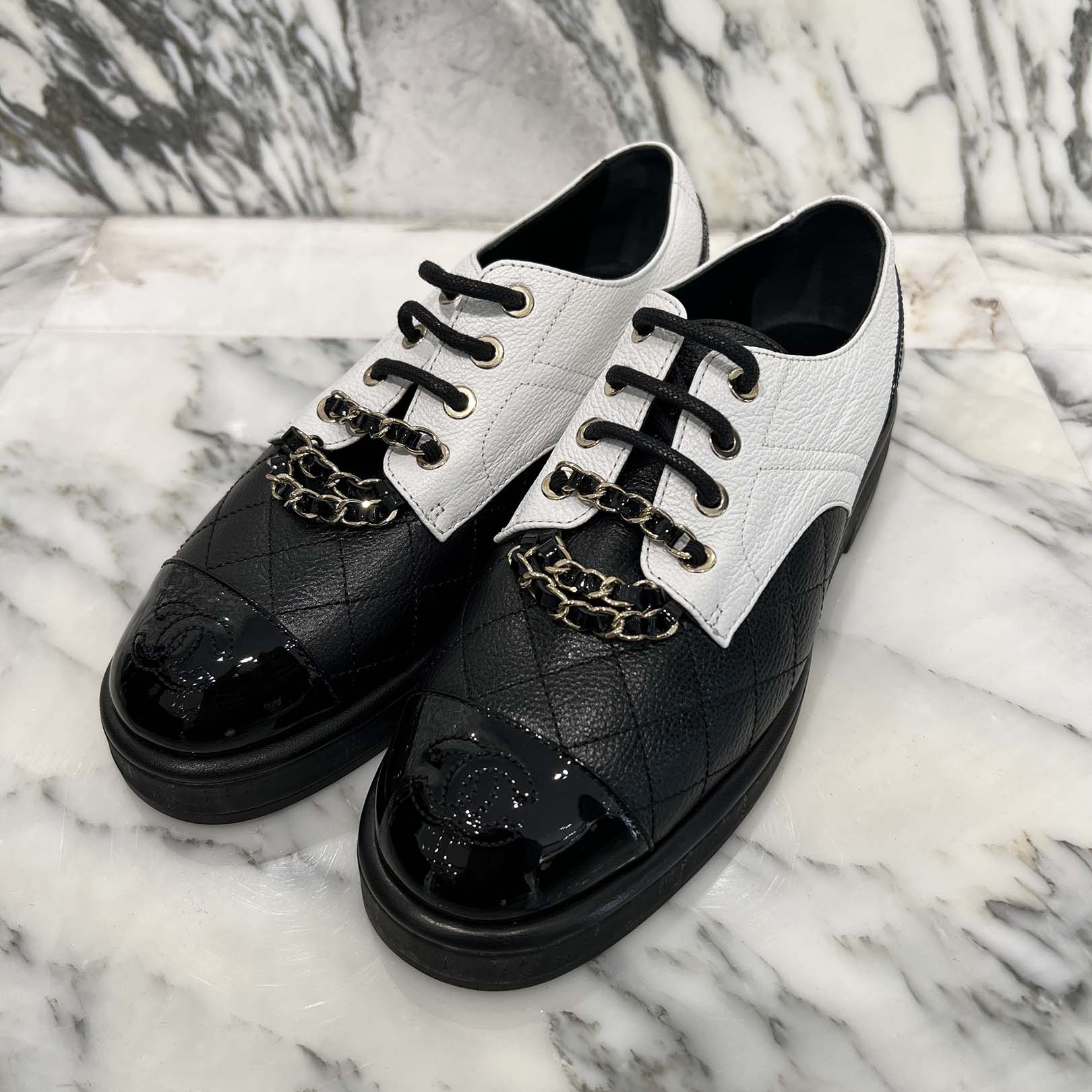 CHANEL 2021AW Quilted Lace Up Loafers Size 36C シャネル キルティングレースアップローファー サイズ36C（約23cm程度）