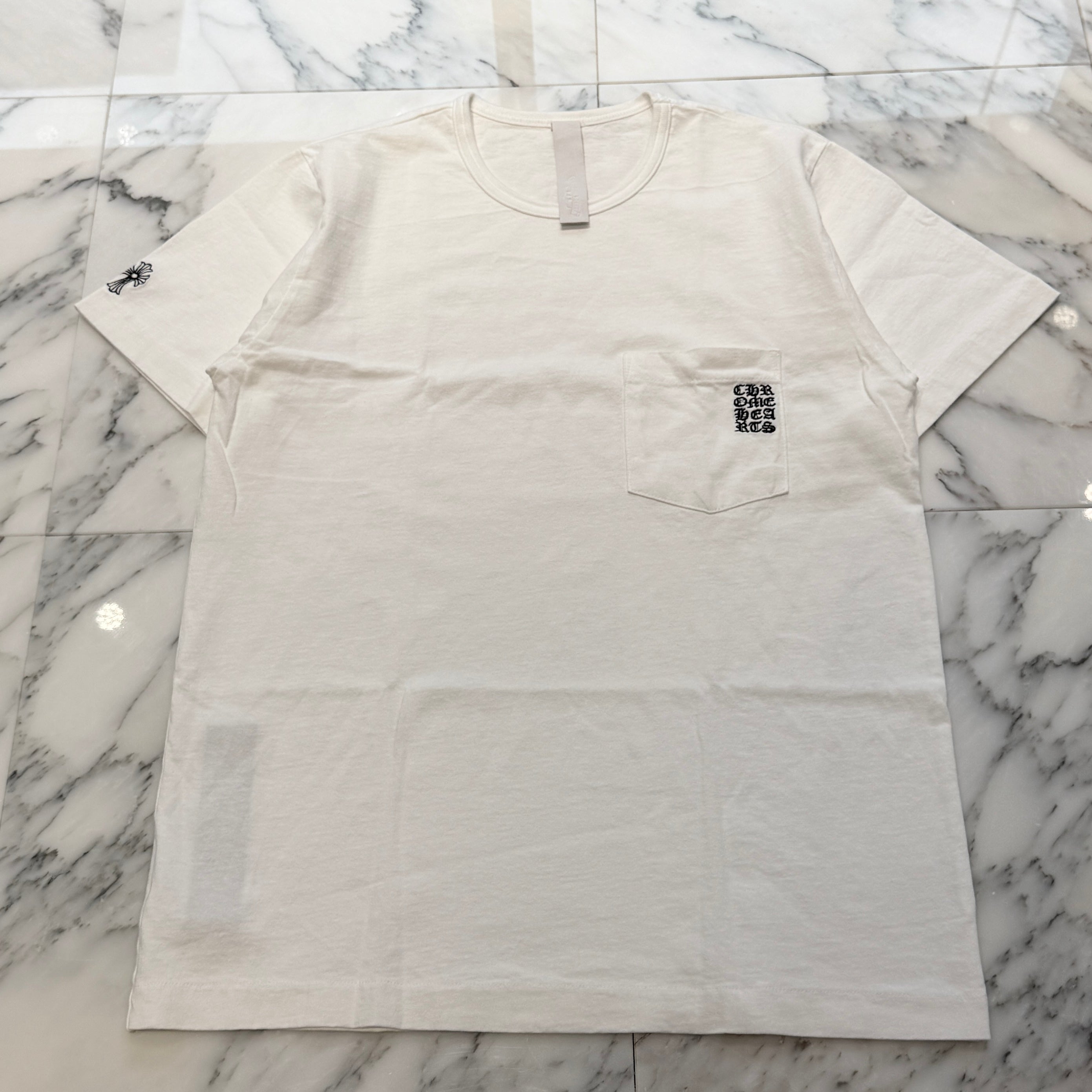 CHROME HEARTS Y NOT Vertical Logo Cross Embroidery Tee Size M クロムハーツ ワイノット バーティカルロゴ クロス刺繍 Tシャツ サイズM