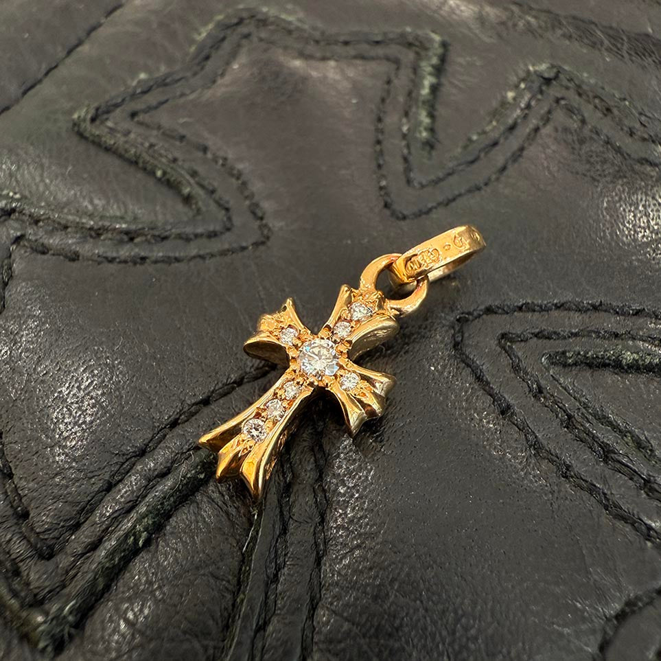 CHROME HEARTS 22K Baby Fat Cross Pave Diamond Pendant Top クロムハーツ 22K ベビーファット クロス パヴェダイヤモンド ペンダントトップ