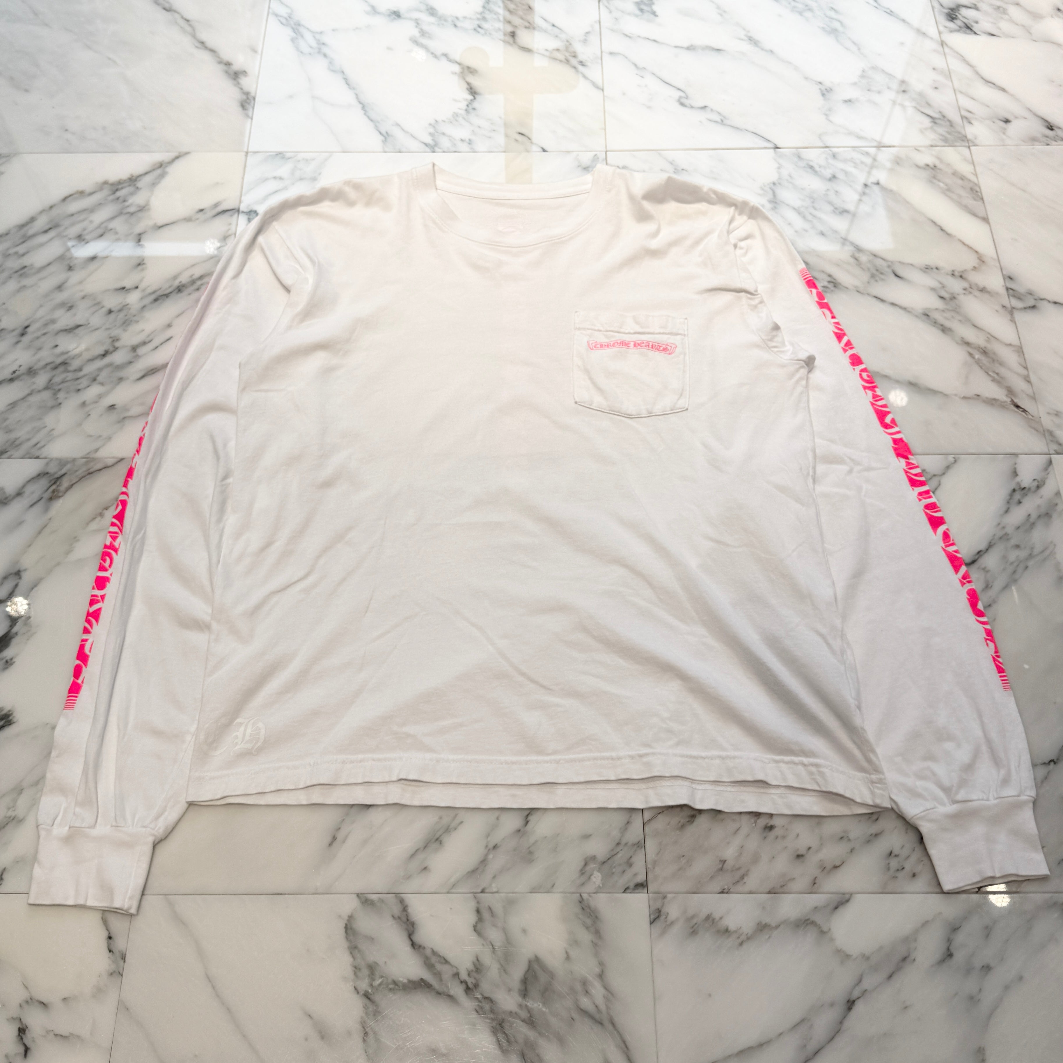 CHROME HEARTS Pink Made In Hollywood Vertical Logo Long Sleeve Tee Size L クロムハーツ ピンク メイドインハリウッド ヴァーティカルロゴ ロングスリーブTシャツ サイズL